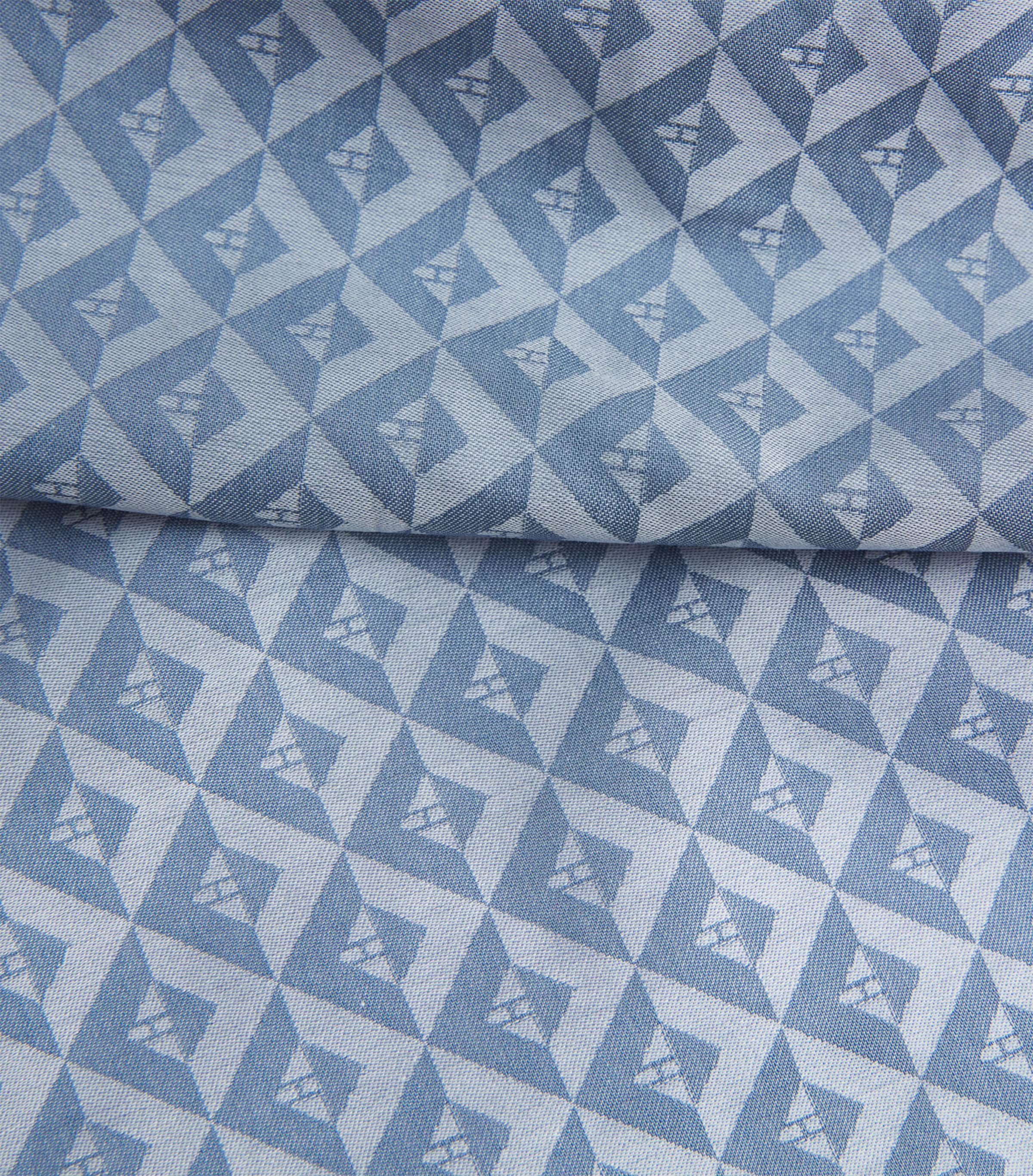 Cotton Geometric Logo Pyjama Shorts BLUE Image 5