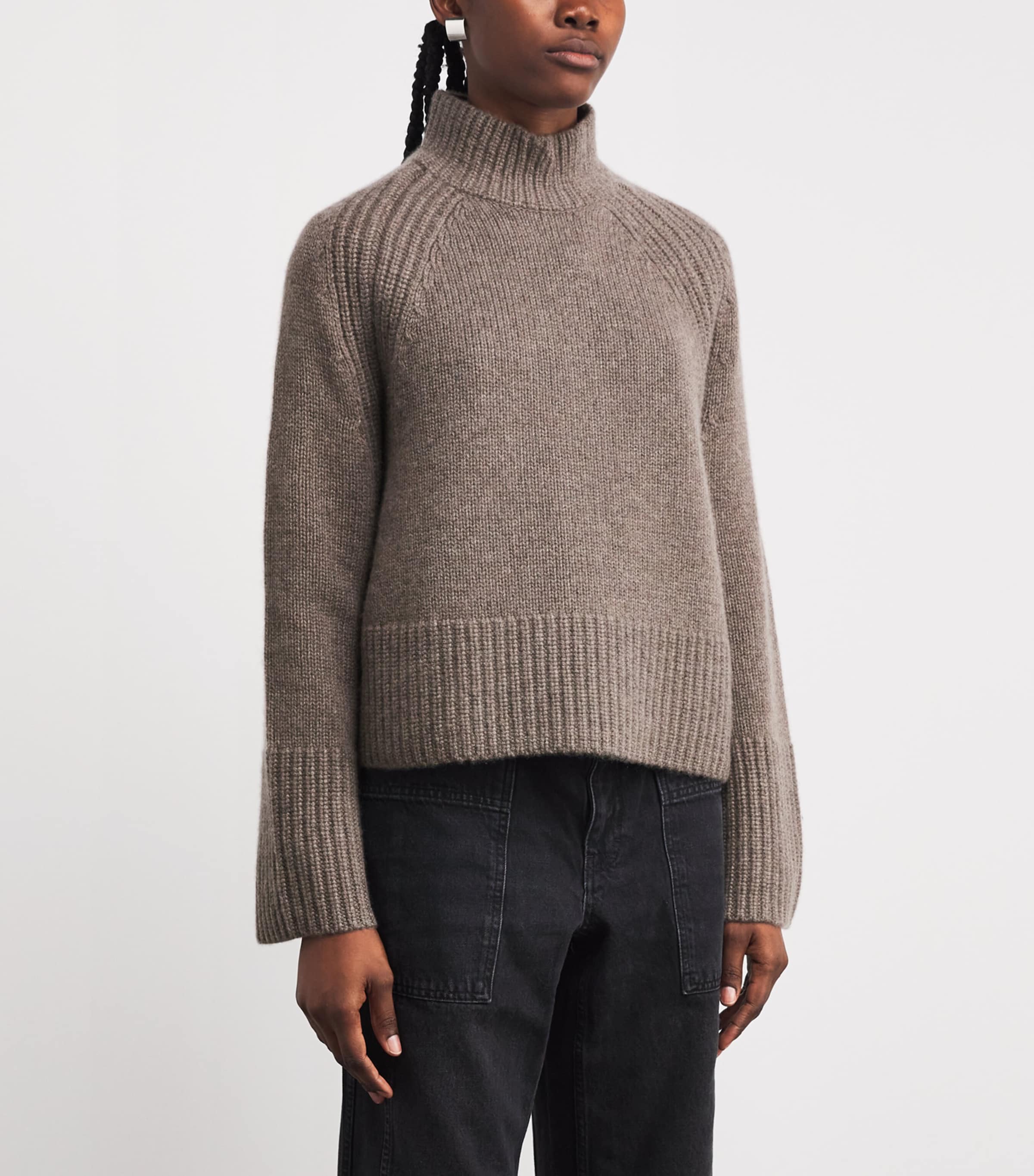 Cashmere High-Neck Sweater PEBBLE BROWN Image 3