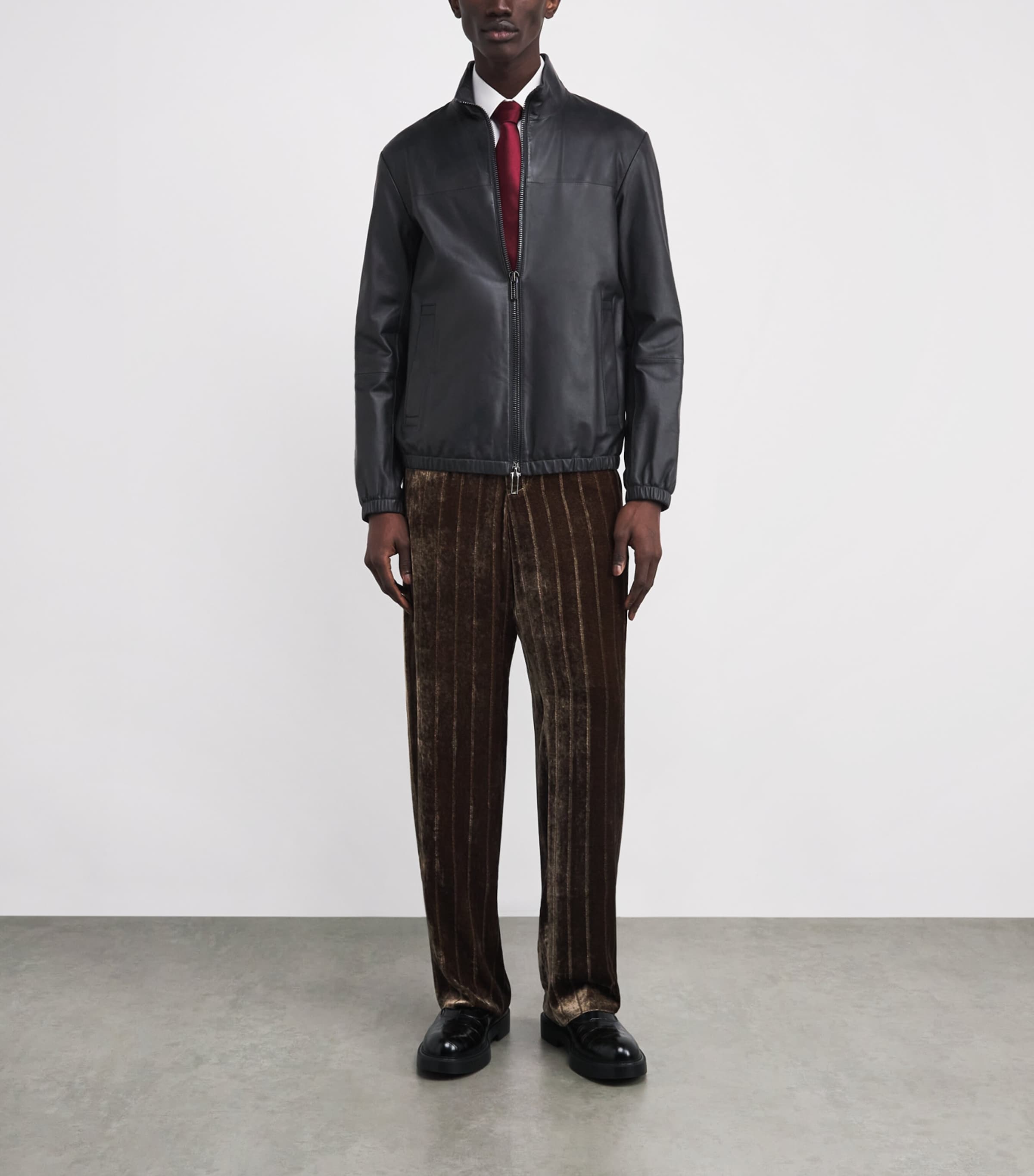 Funnel-Neck Leather Jacket 922 Image 2