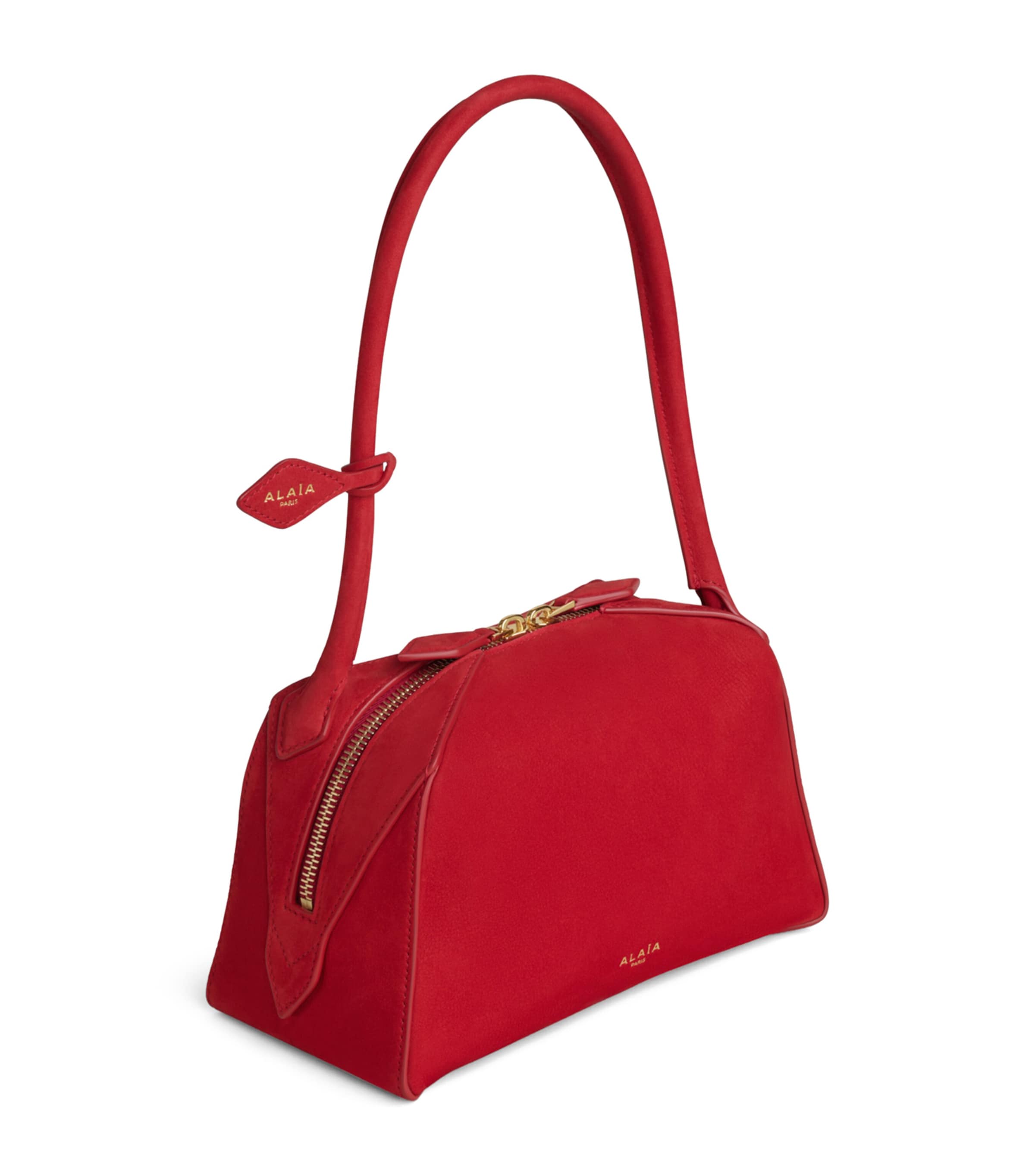 Alaïa Small Leather Le Bouledogue Shoulder Bag Bright Red Image 2