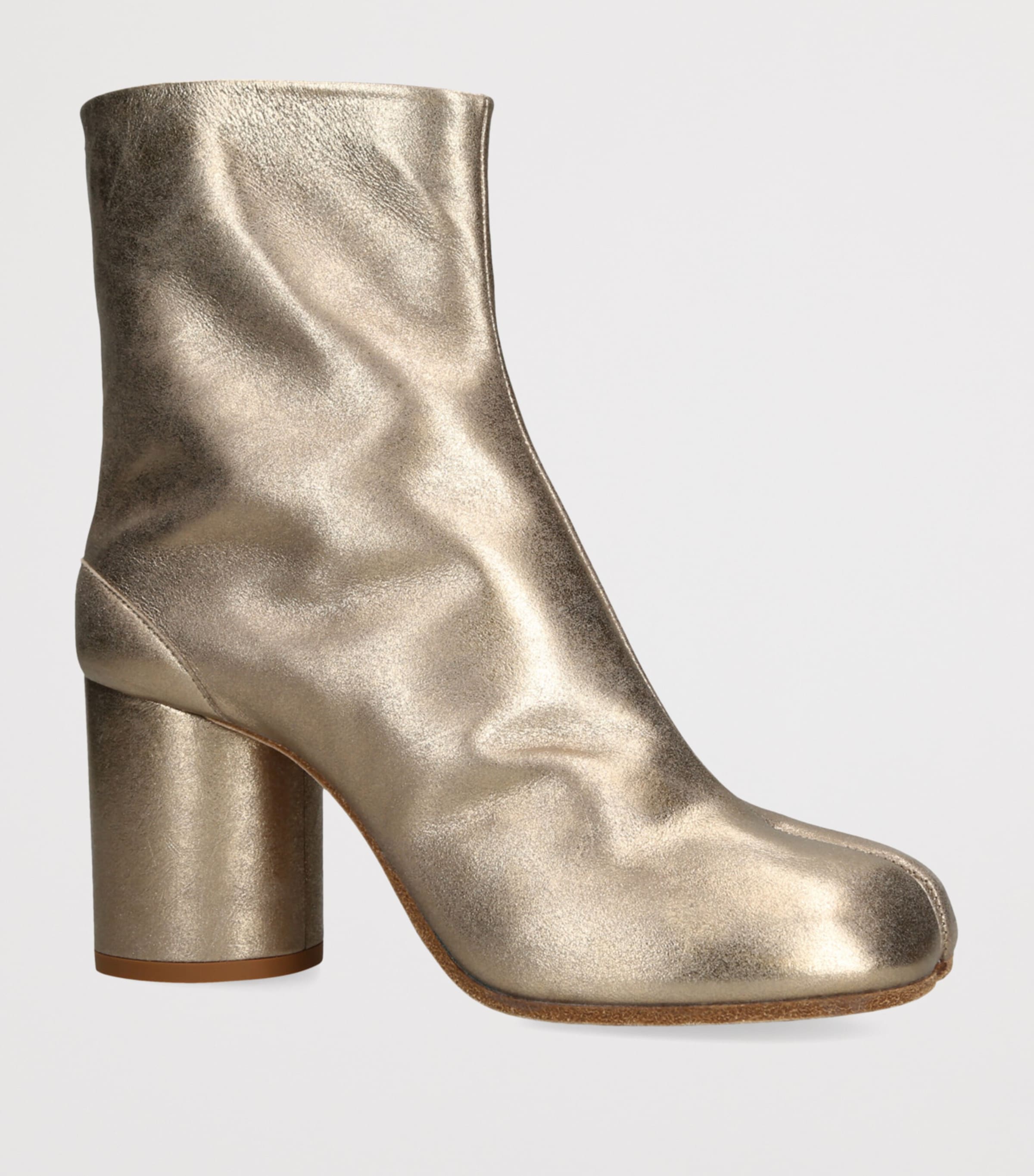 Metallic Leather Tabi Ankle Boots 80 GOLD COMB Image 3