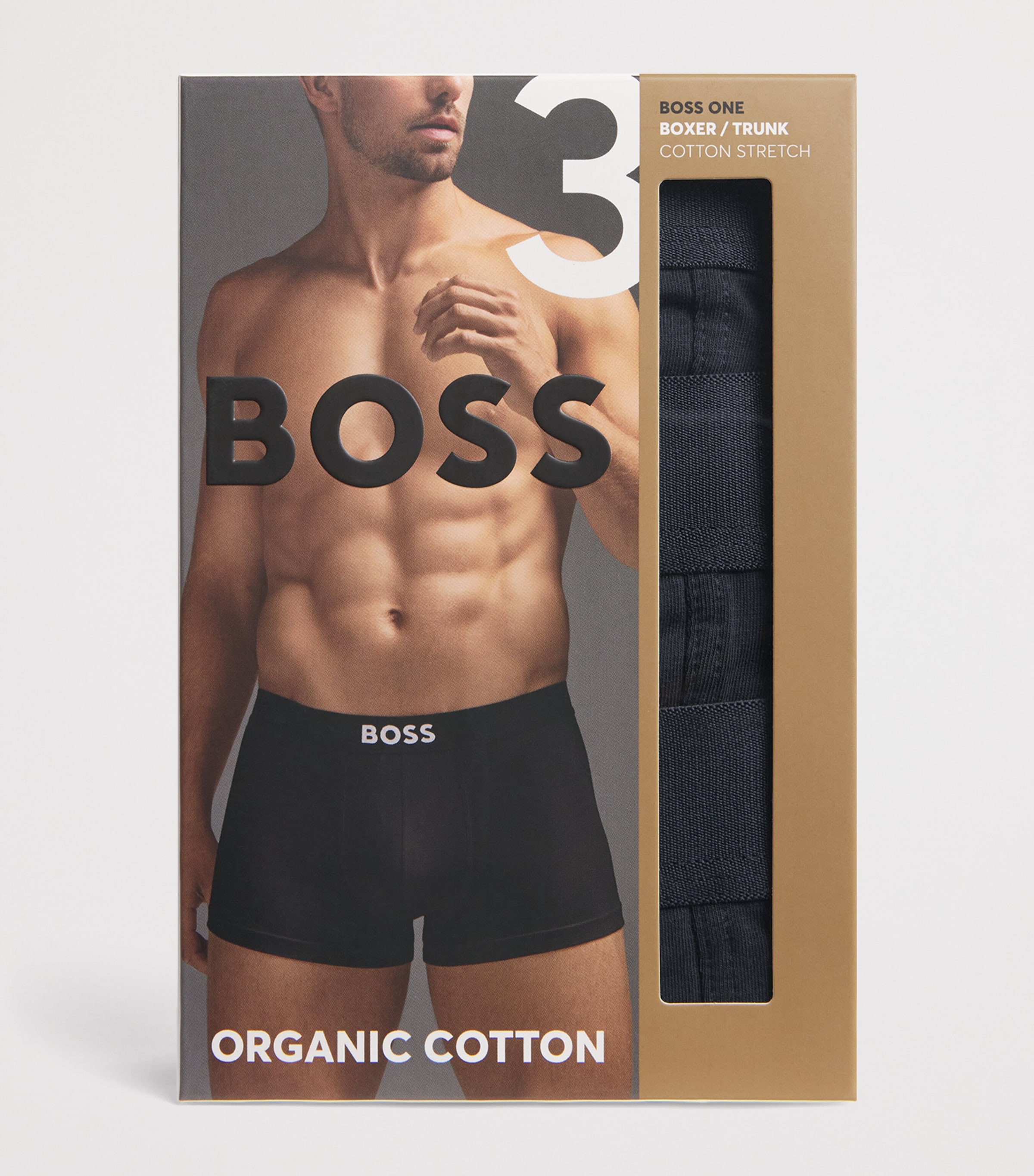 Organic Cotton Stretch Boxers (Pack of 3) 001-BLACK Image 2