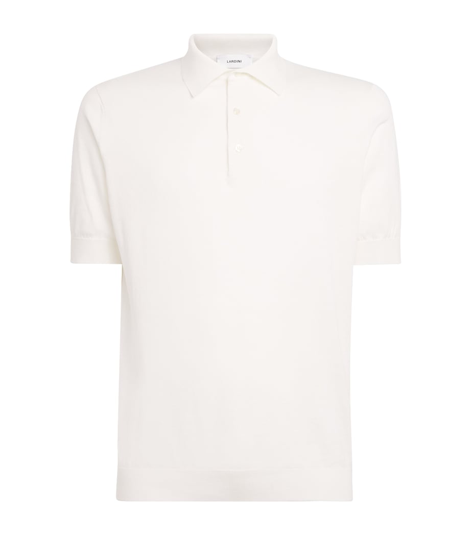 Cotton Knit Polo Shirt 100 WHITE Image 1