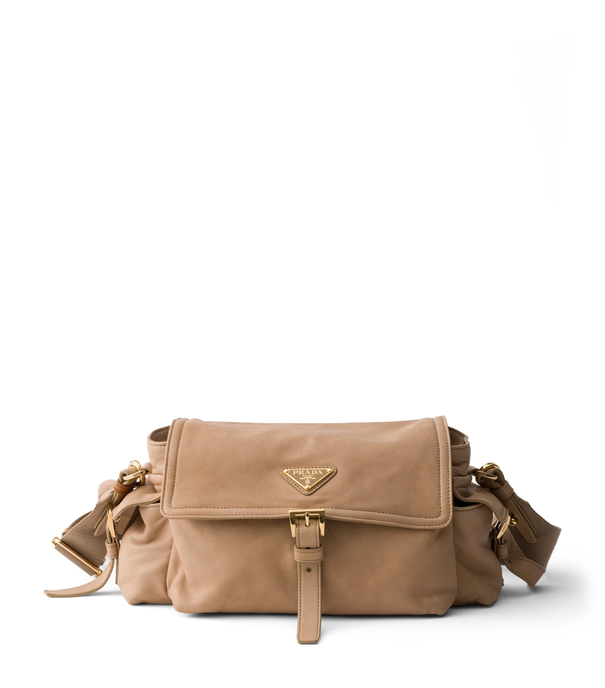 Prada Medium Nappa Lambskin Explore Shoulder Bag Neutral Image 1