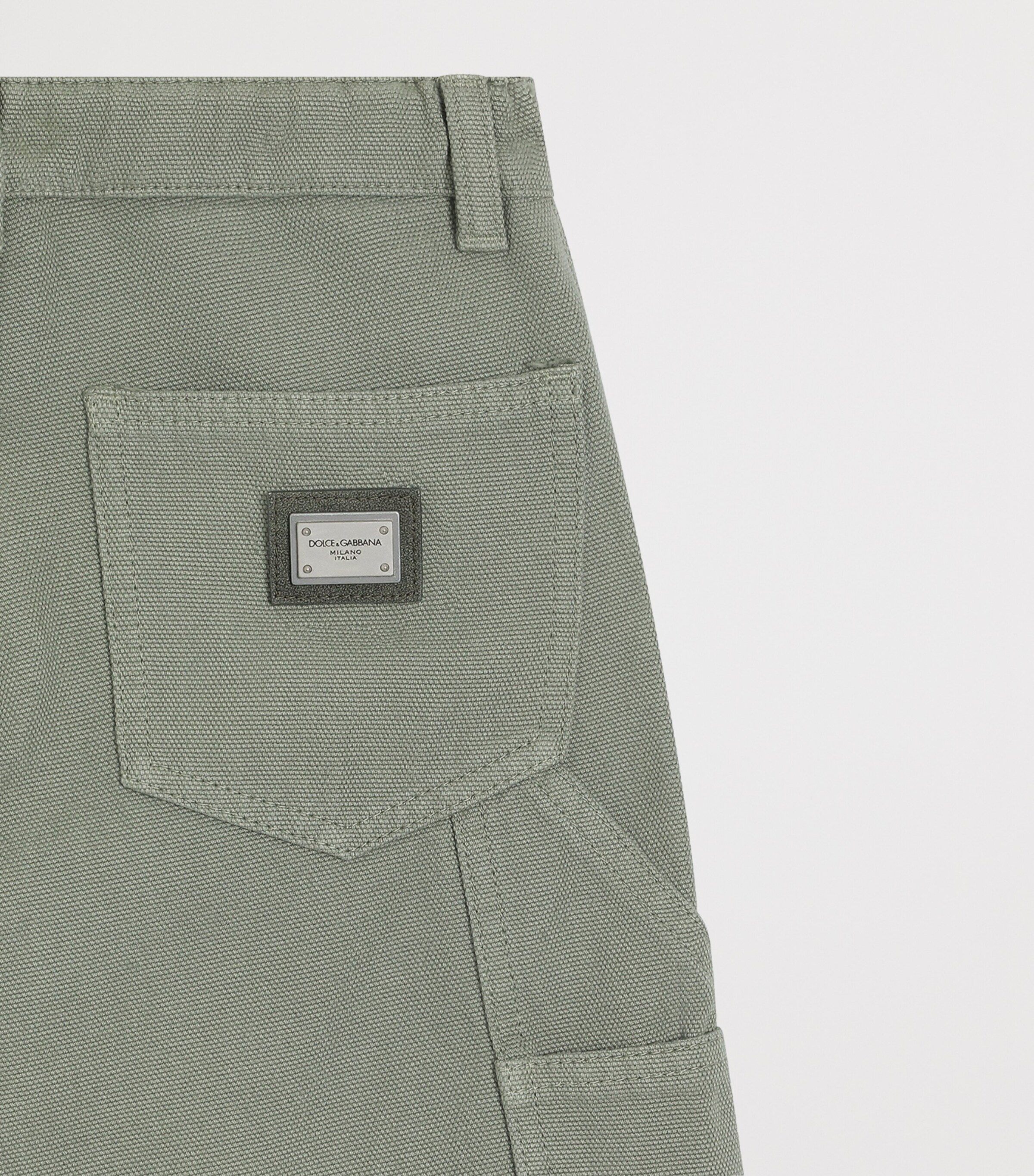 Dolce&Gabbana Kids Cotton Carpenter Shorts (8-12+ Years) Grey Green Image 4