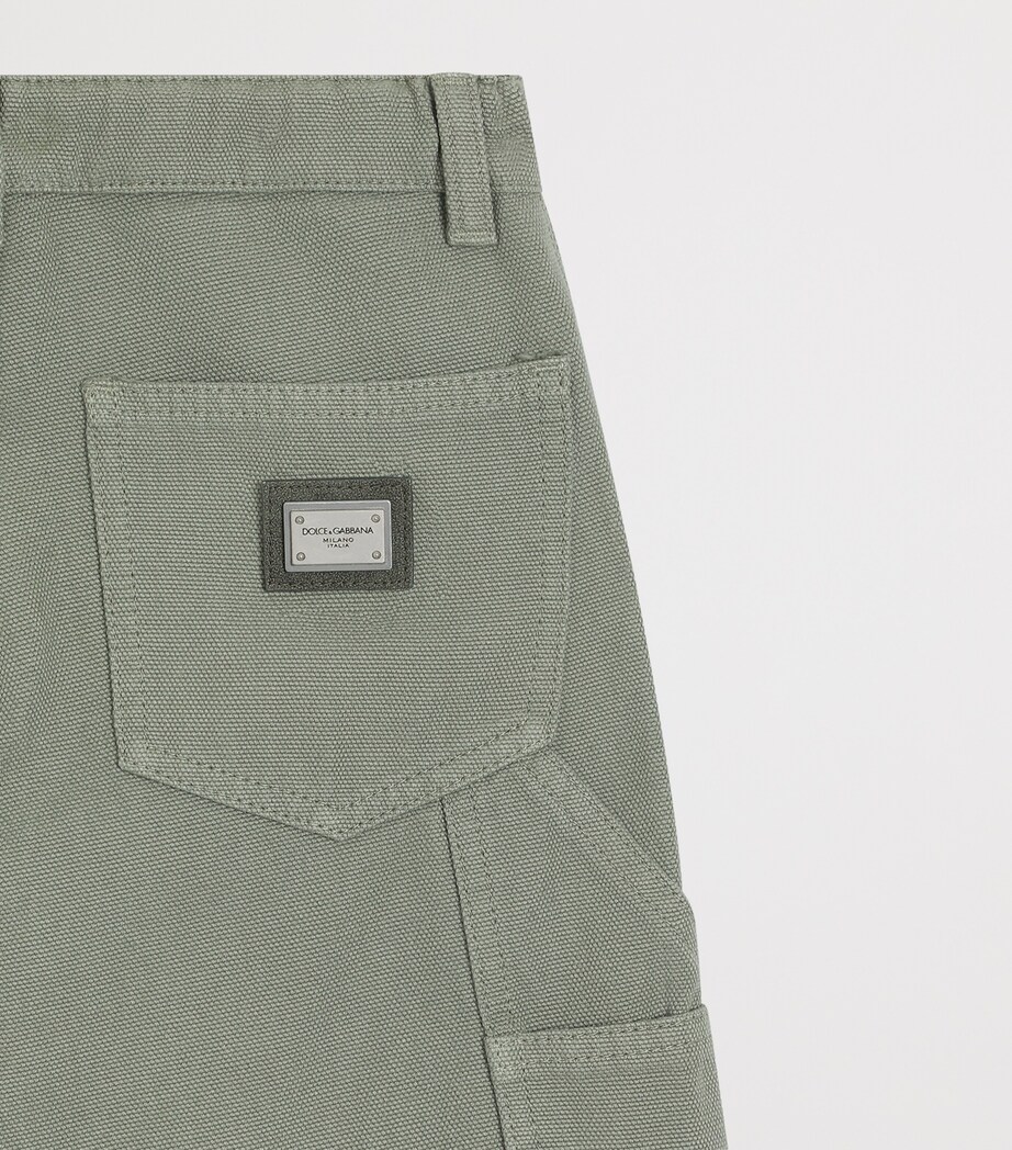 Dolce&Gabbana Kids Cotton Carpenter Shorts (8-12+ Years) Grey Green Image 4