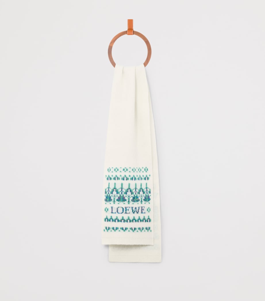 Wool-Blend Logo Scarf WHITE/MINT Image 2