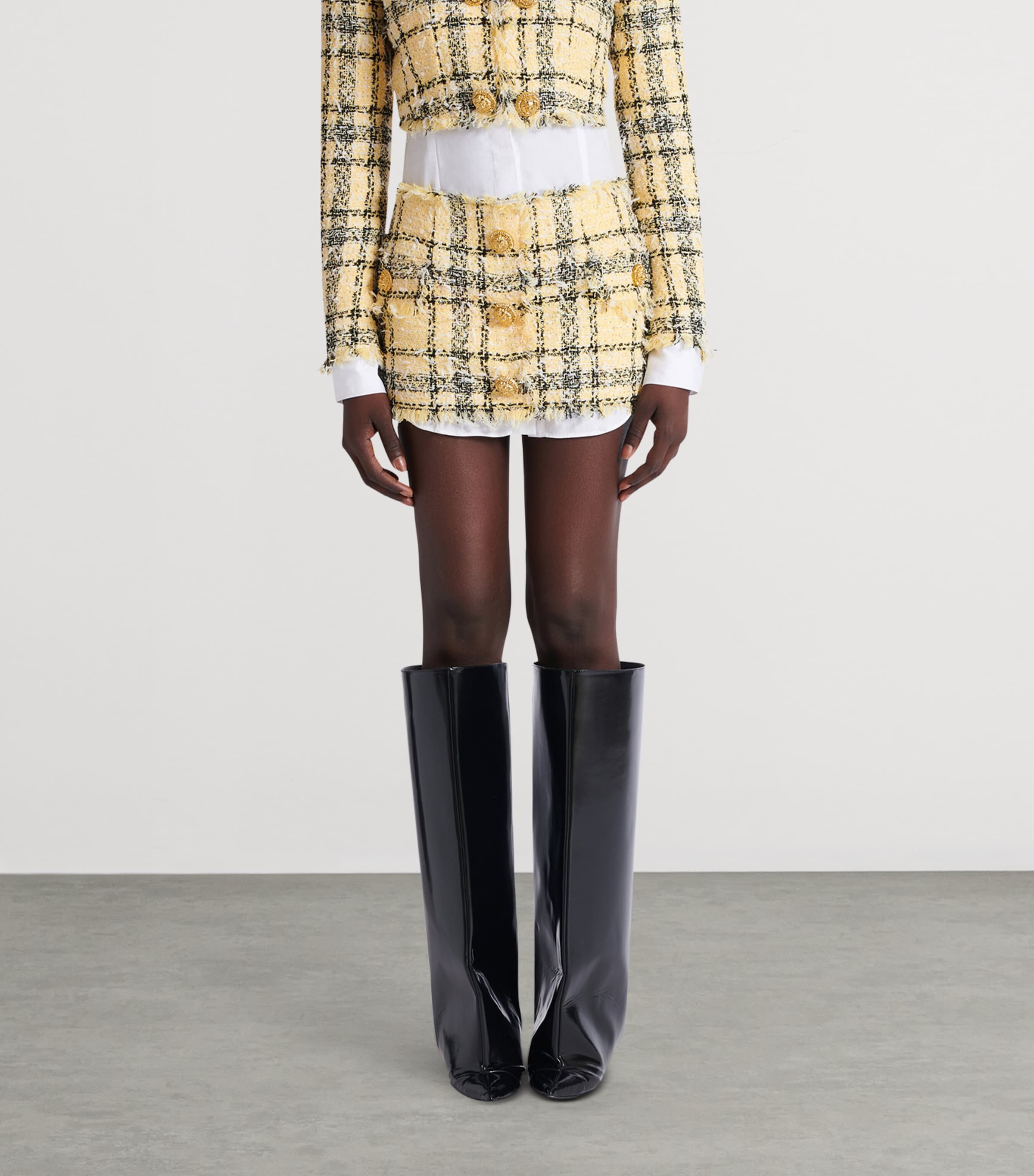 Tweed Sequinned Check Mini Skirt AAA MULTICOLORE Image 4