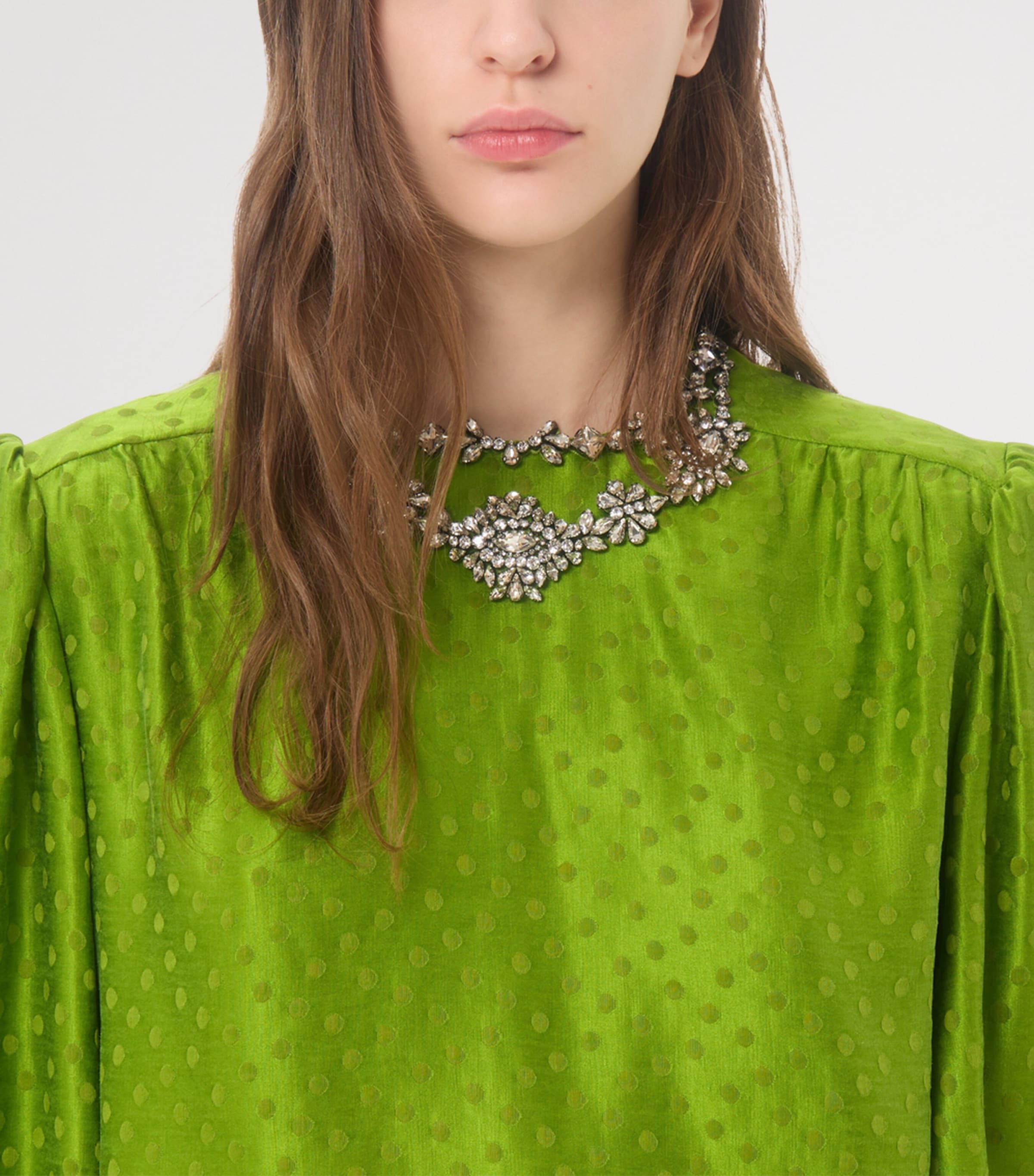 Valentino Womens Silk-Linen Plus De Pois Jacquard Top Image 6