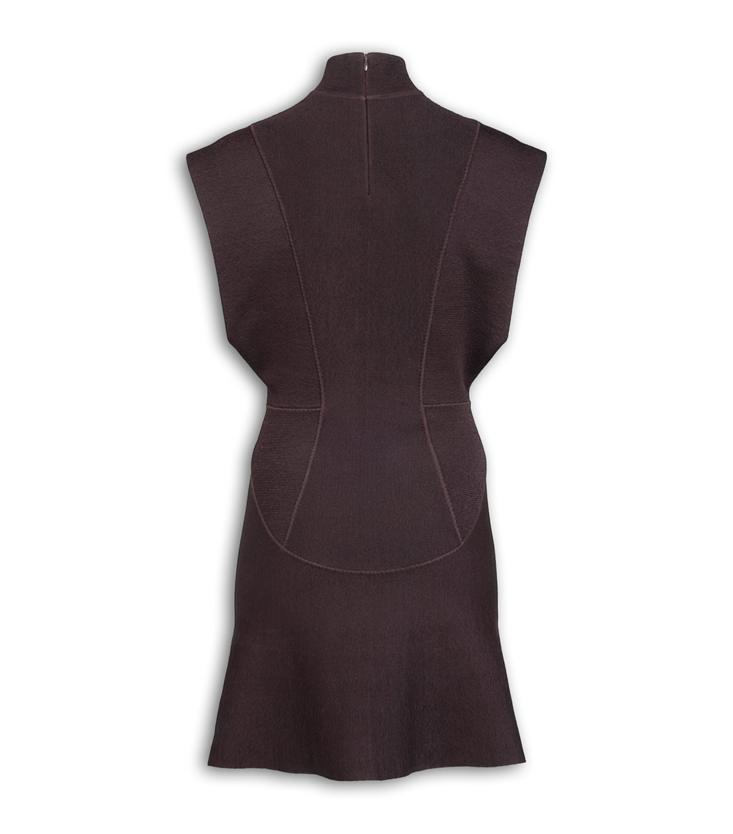 Alaïa Short Aubergine Silk Knit Dress In Brown