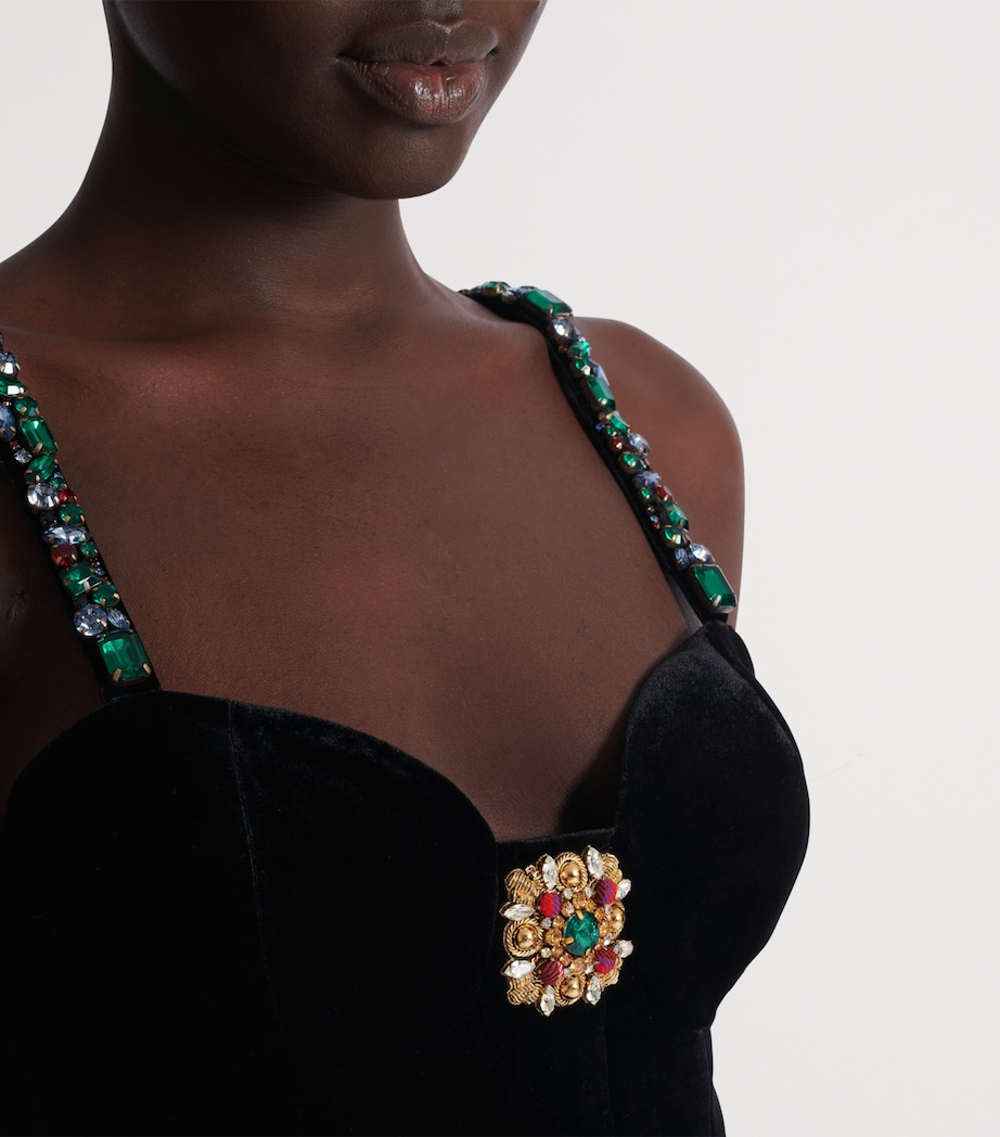 Velvet Embellished Mini Dress EAH NOIR/MULTICO Image 6