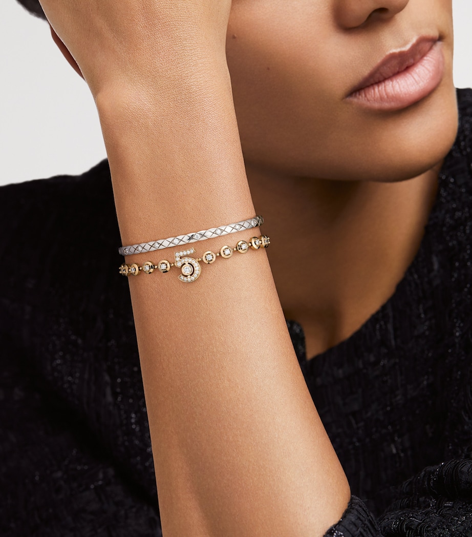 CHANEL Beige Gold and Diamond Eternal N°5 Diamond Line Bracelet Beige Image 2