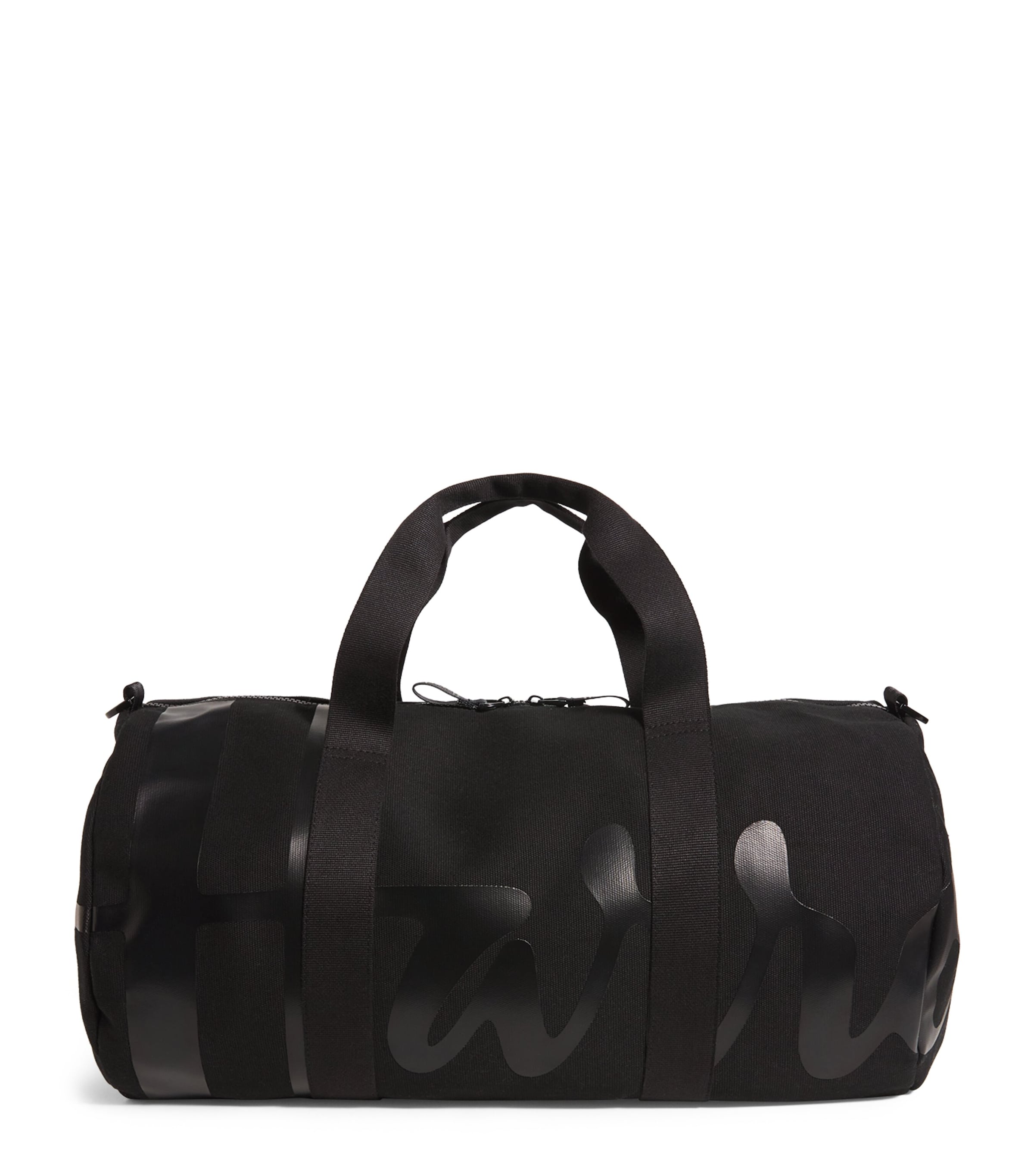 Harrods Cotton Logo Barrel Bag In Black