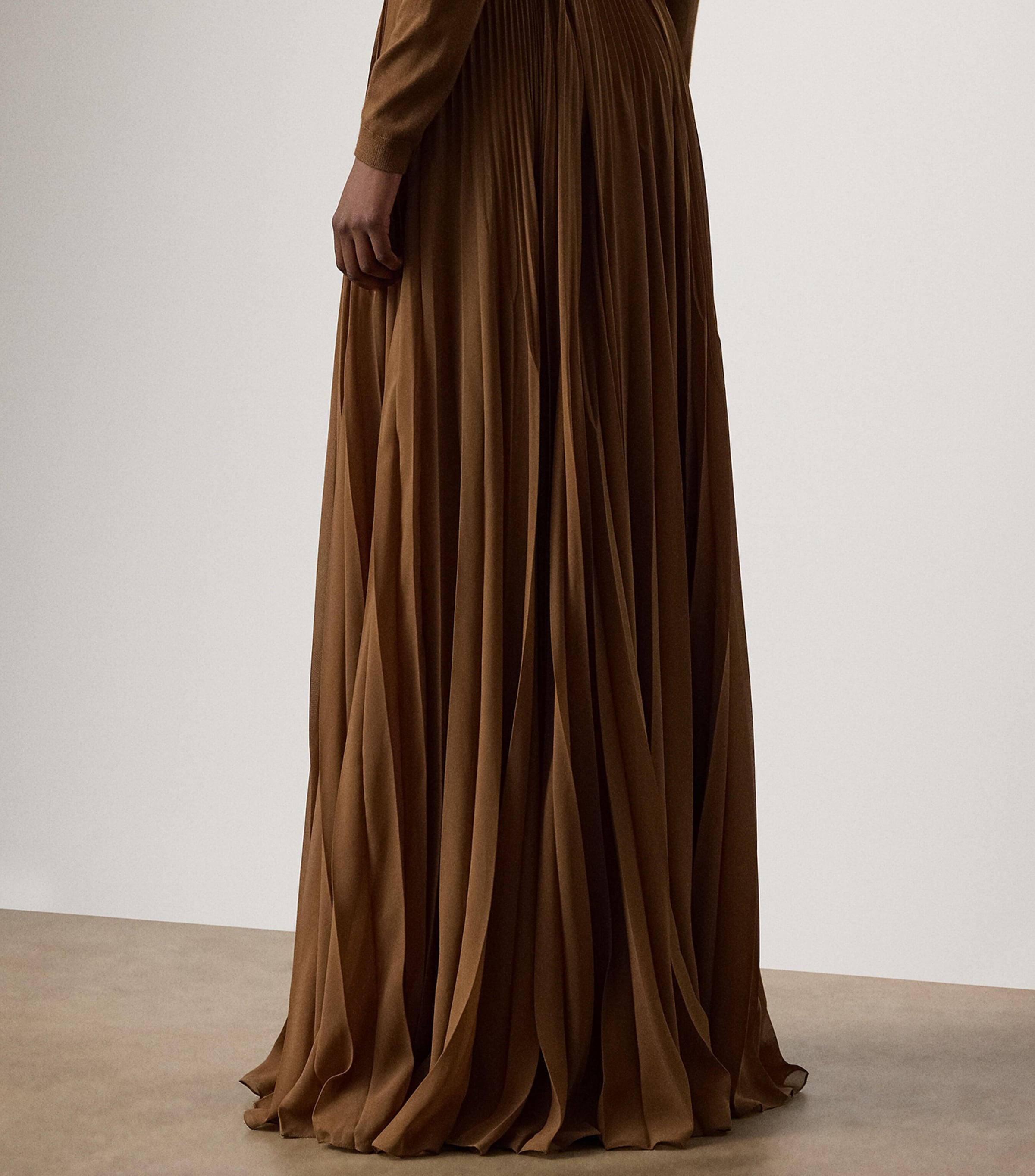 Chiffon Pleated Marsha Maxi Skirt COGNAC Image 3