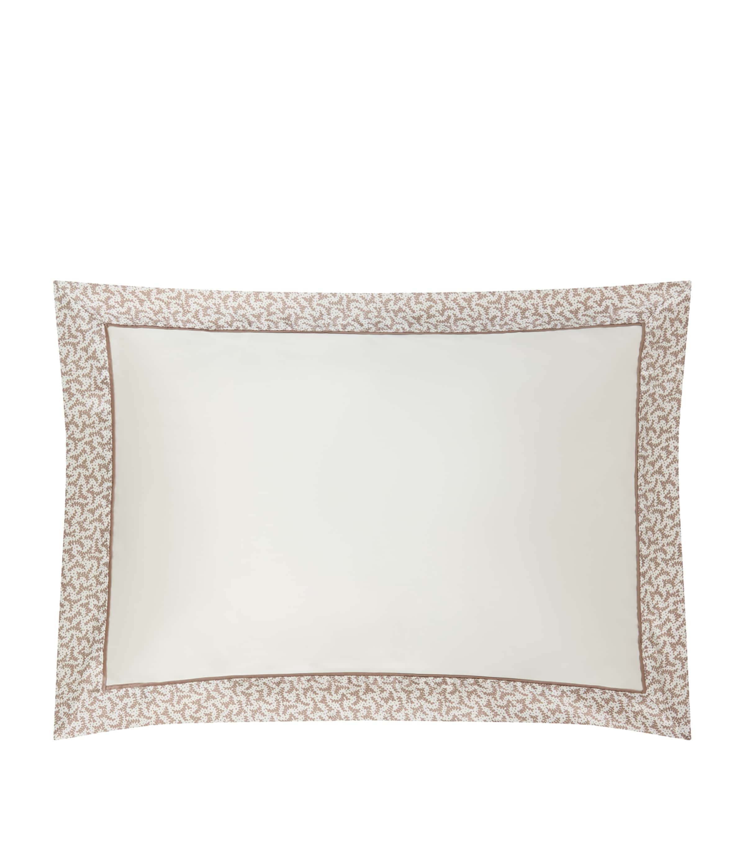 Gingerlily Silk Fern Border King Oxford Pillowcase (50cm x 90cm) Mocha/ivory Image 1
