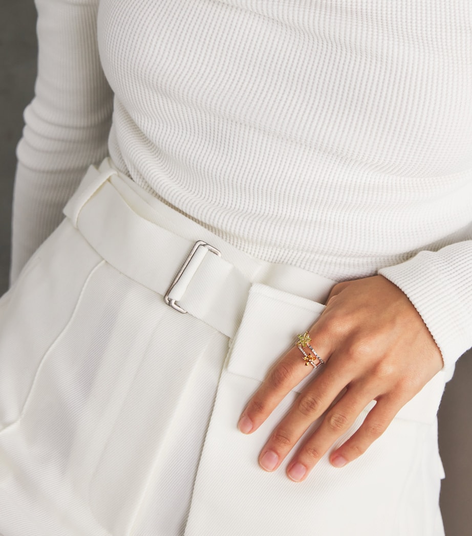 Rose Gold, Diamond, Citrine and Peridot Apple Seed Ring (Size 54) ROSE GOLD Image 2