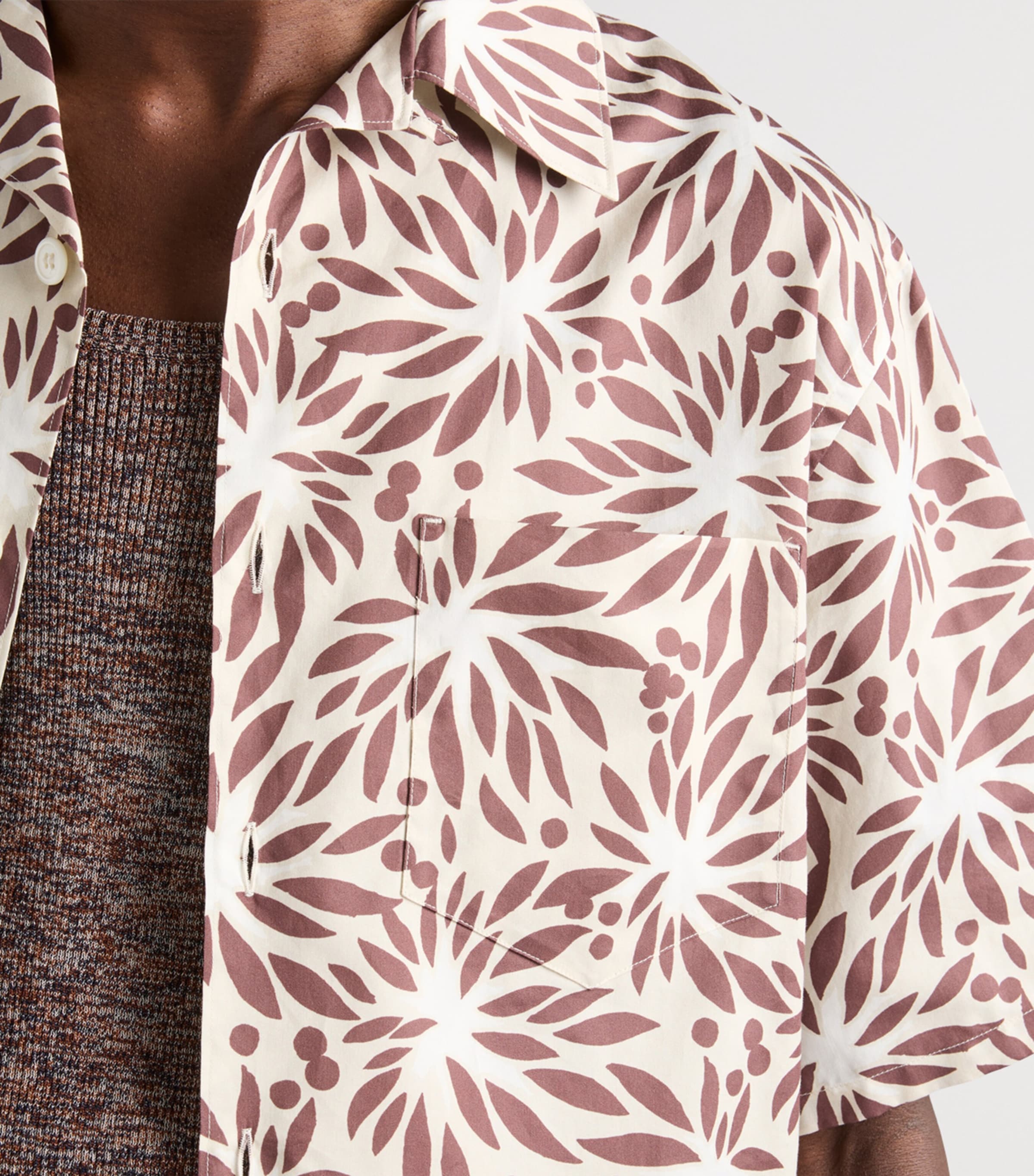 Prada Mens Cotton-Silk Short-Sleeve Bowling Shirt Image 3