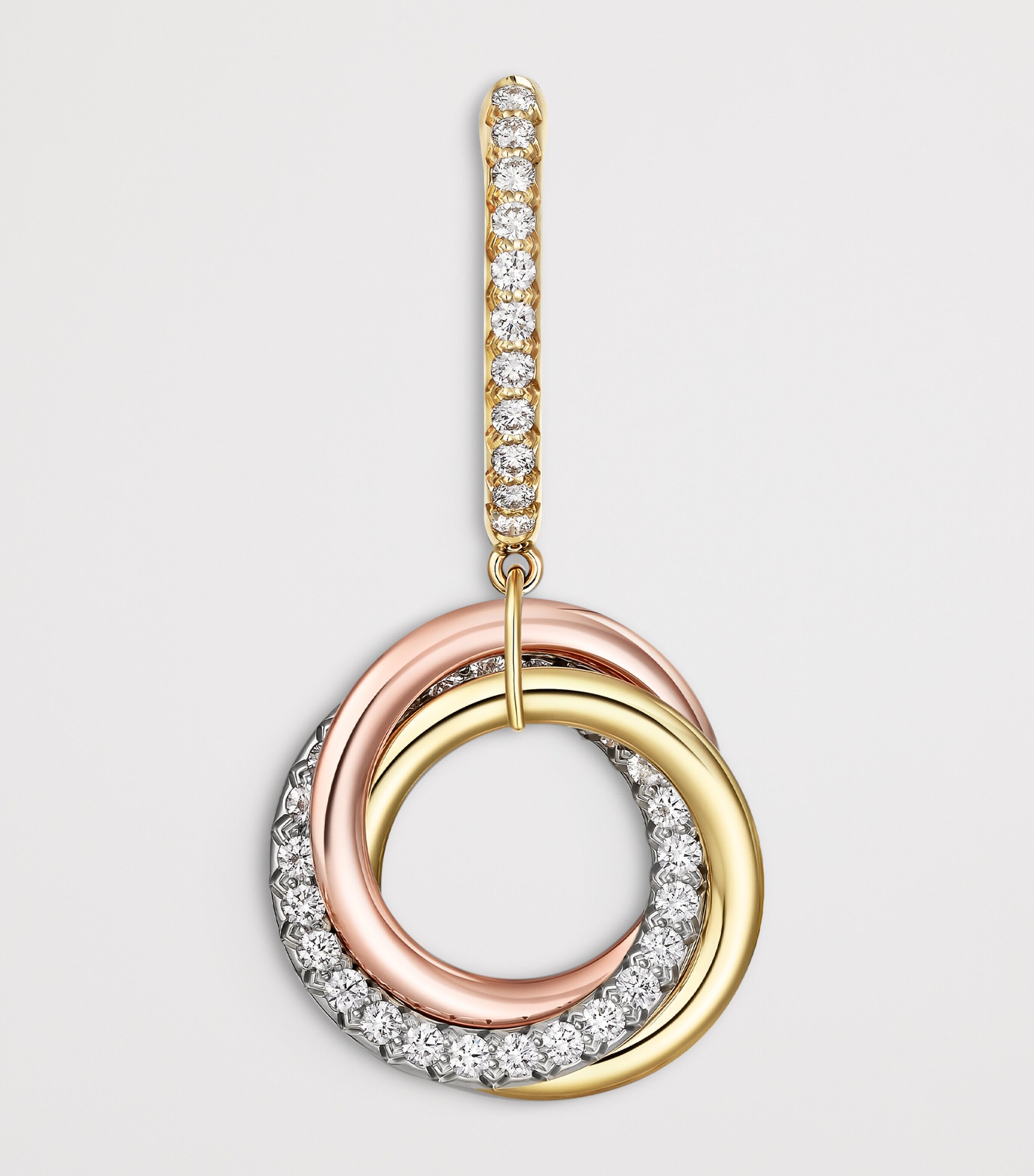 Cartier Yellow, White, Rose Gold and Diamond Trinity Earrings Mixed Gold Image 5