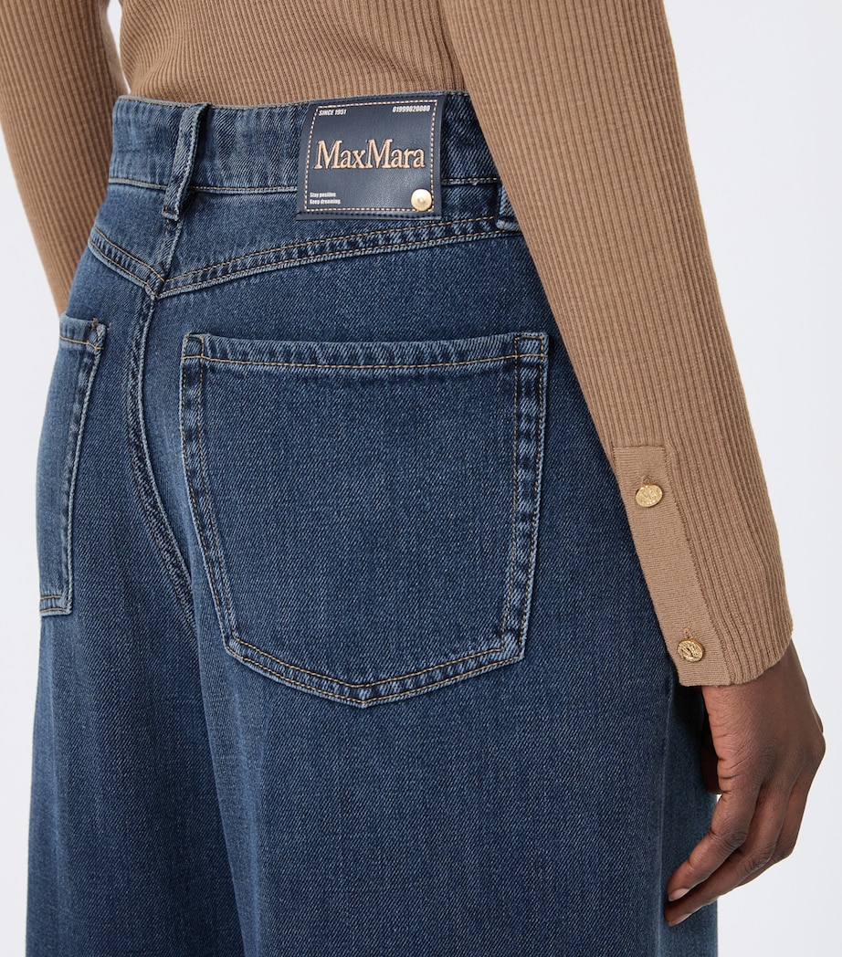 Max Mara Womens High-Rise Wide-Leg Jeans Midnightblue Image 5