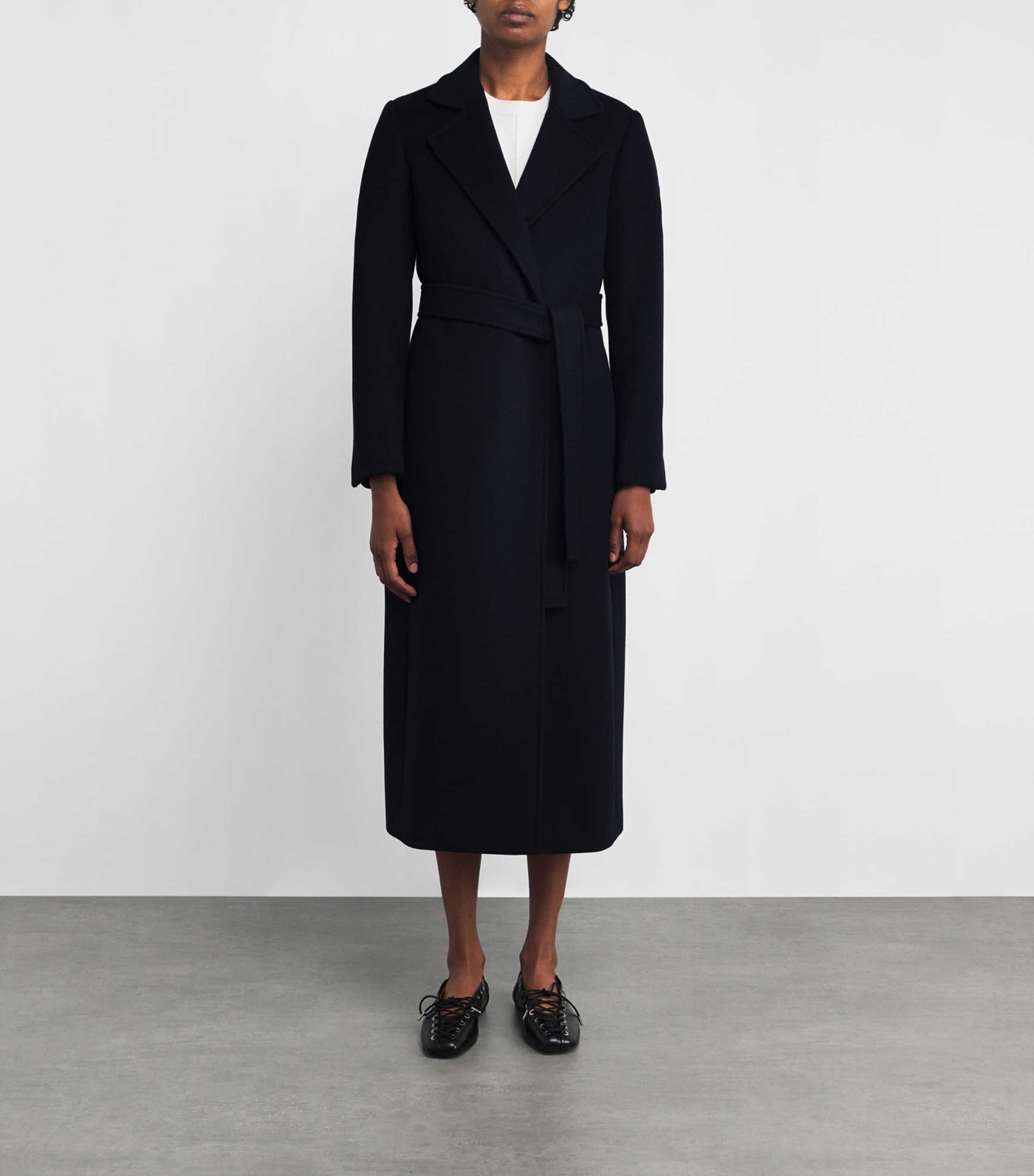 Virgin Wool Double-Breasted Coat NAVY Image 3