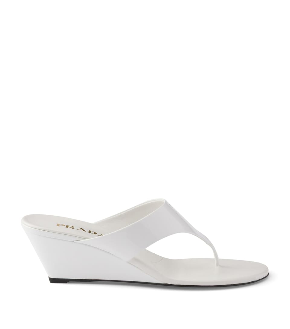 Prada Patent Leather Wedge Thong Sandals 55
