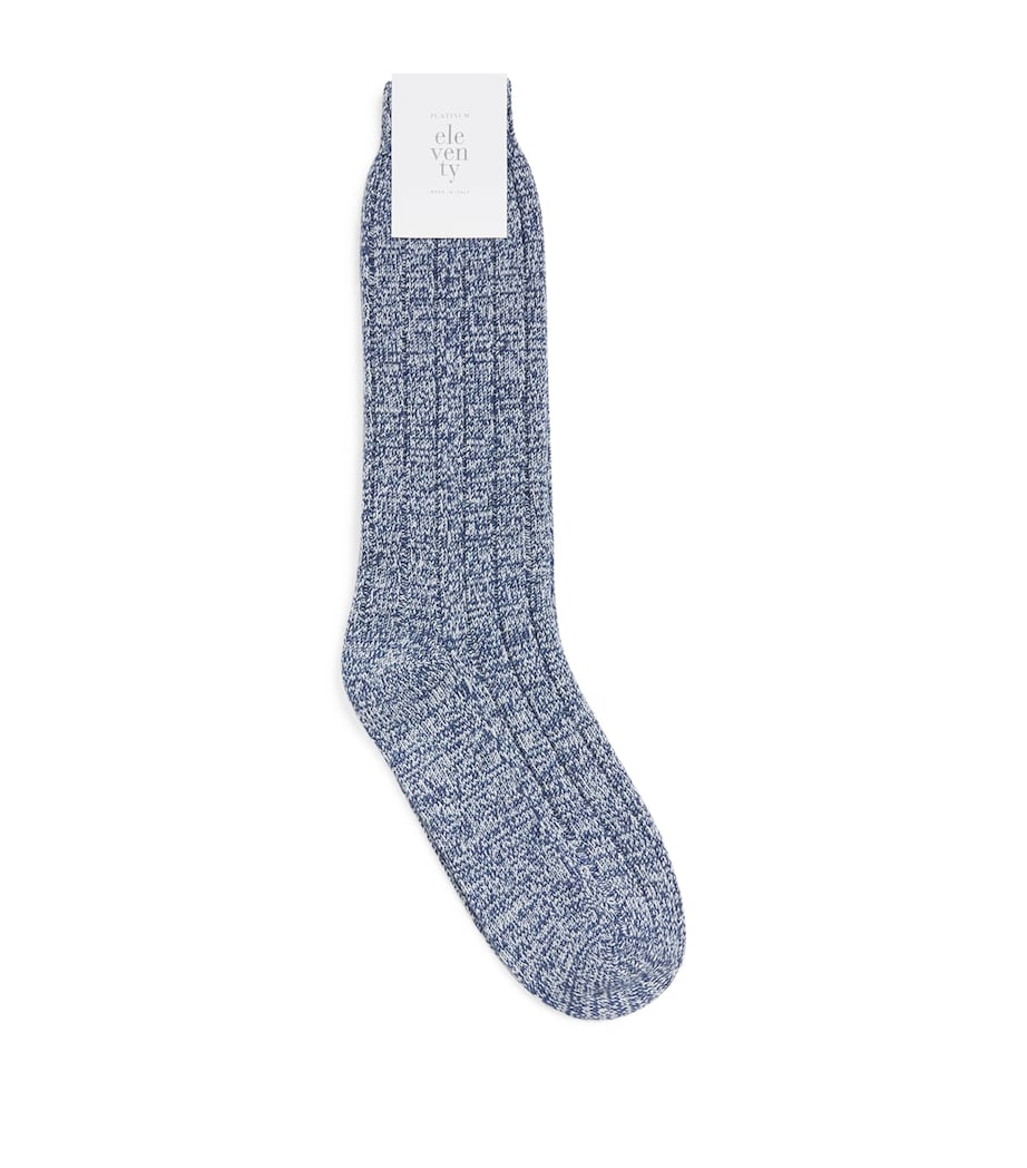 Eleventy Mens Cashmere Socks Bianco E Royal Image 1
