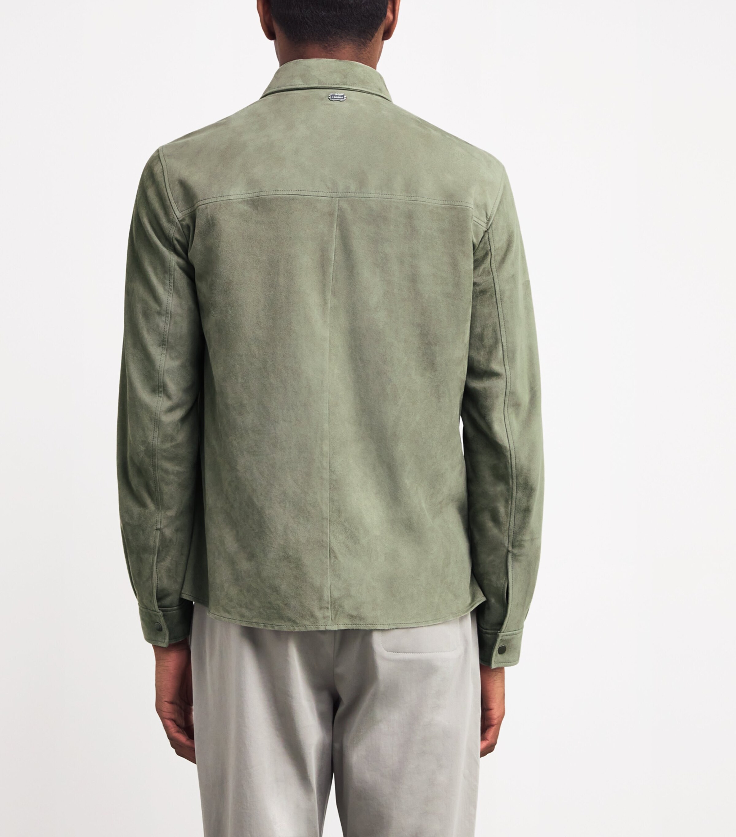 Agnona Mens Suede Overshirt Sage Image 4