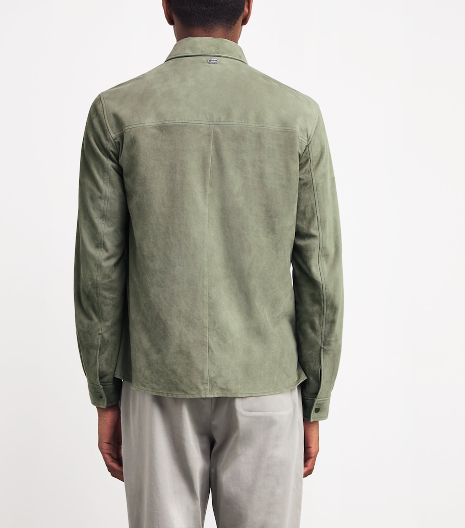Agnona Mens Suede Overshirt Sage Image 4