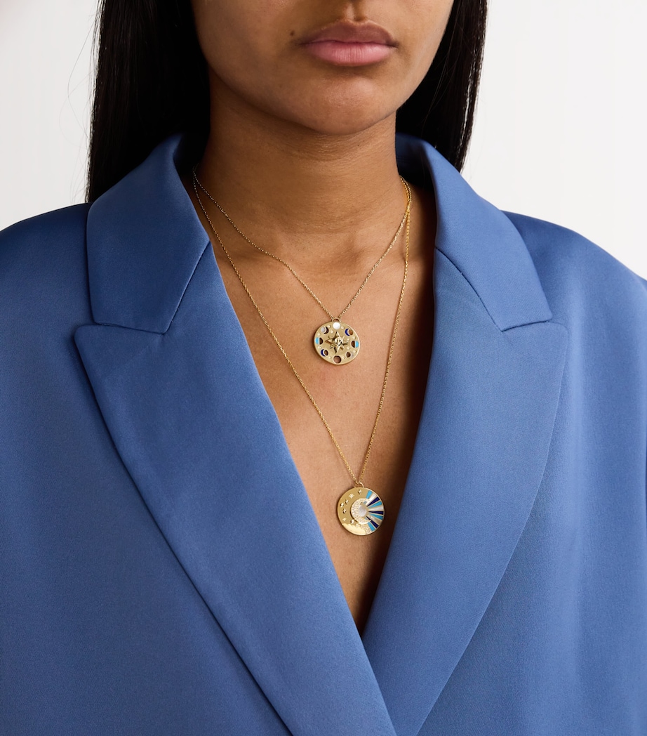 Yellow Gold, Diamond, Lapis, Pearl and Turquoise Cosmic Love Necklace YELLOW GOLD Image 5