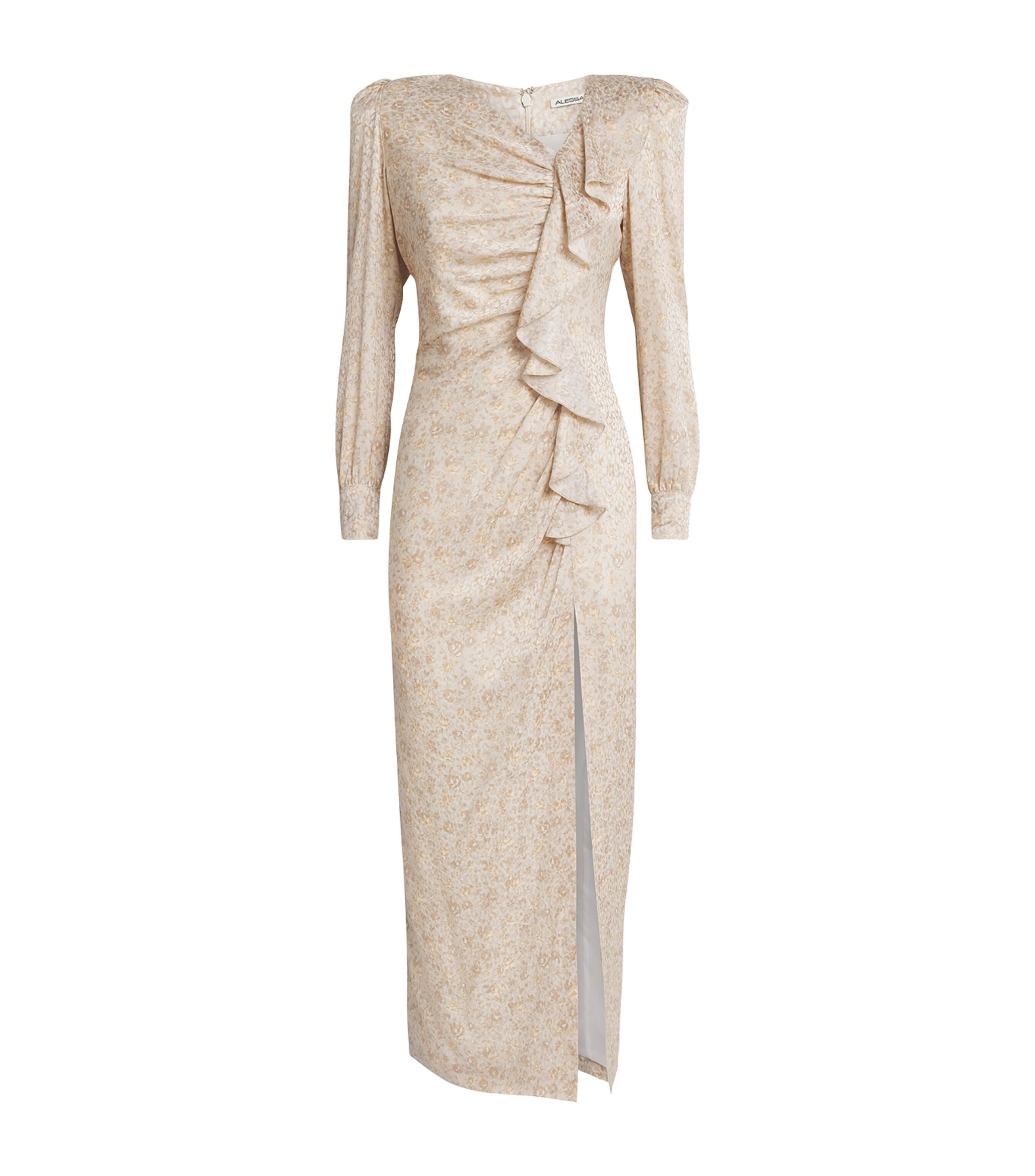 Alessandra Rich Silk Jacquard Maxi Dress Cream