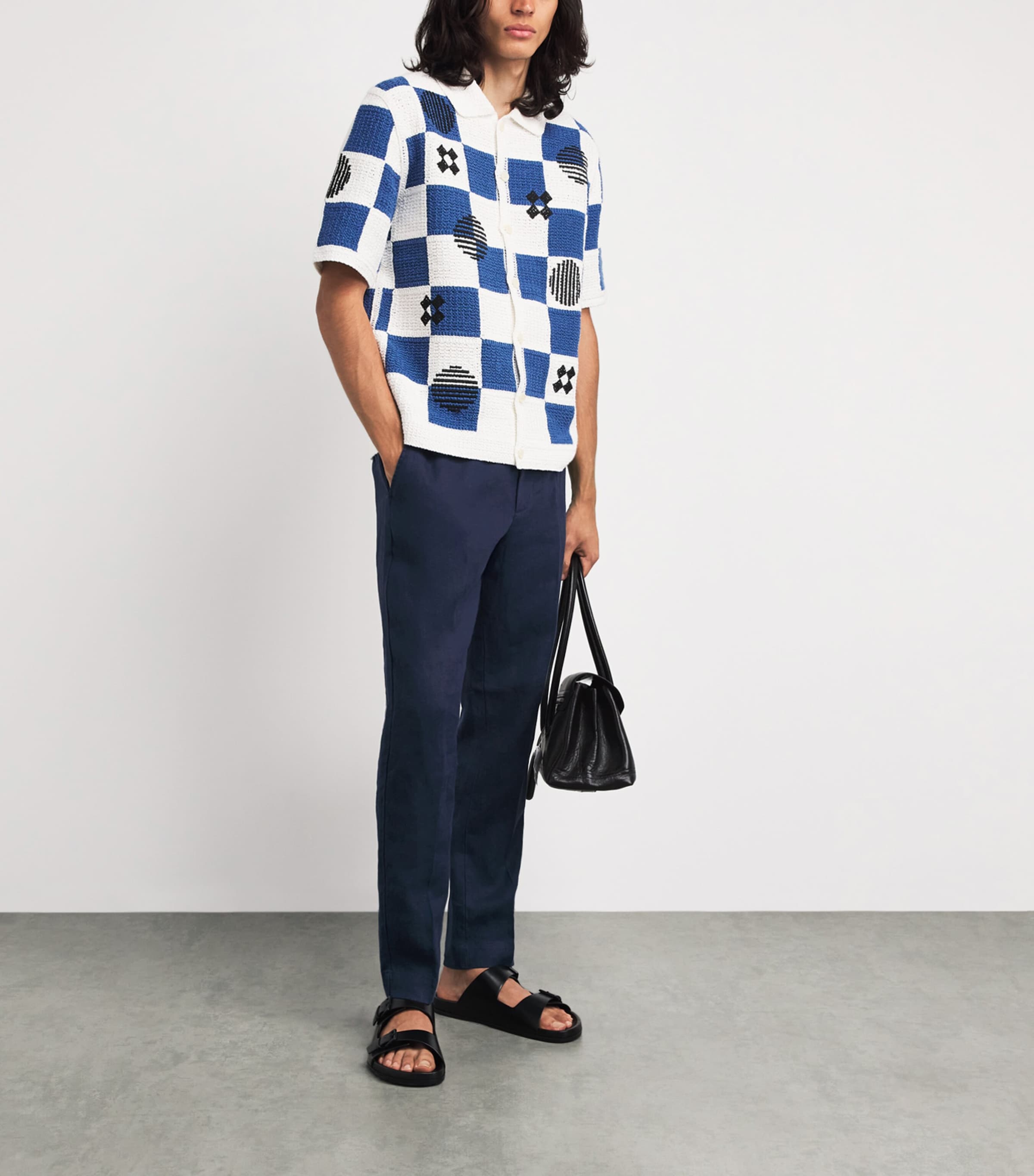 NN.07 Mens Linen Billie Trousers Navy Blue Image 2