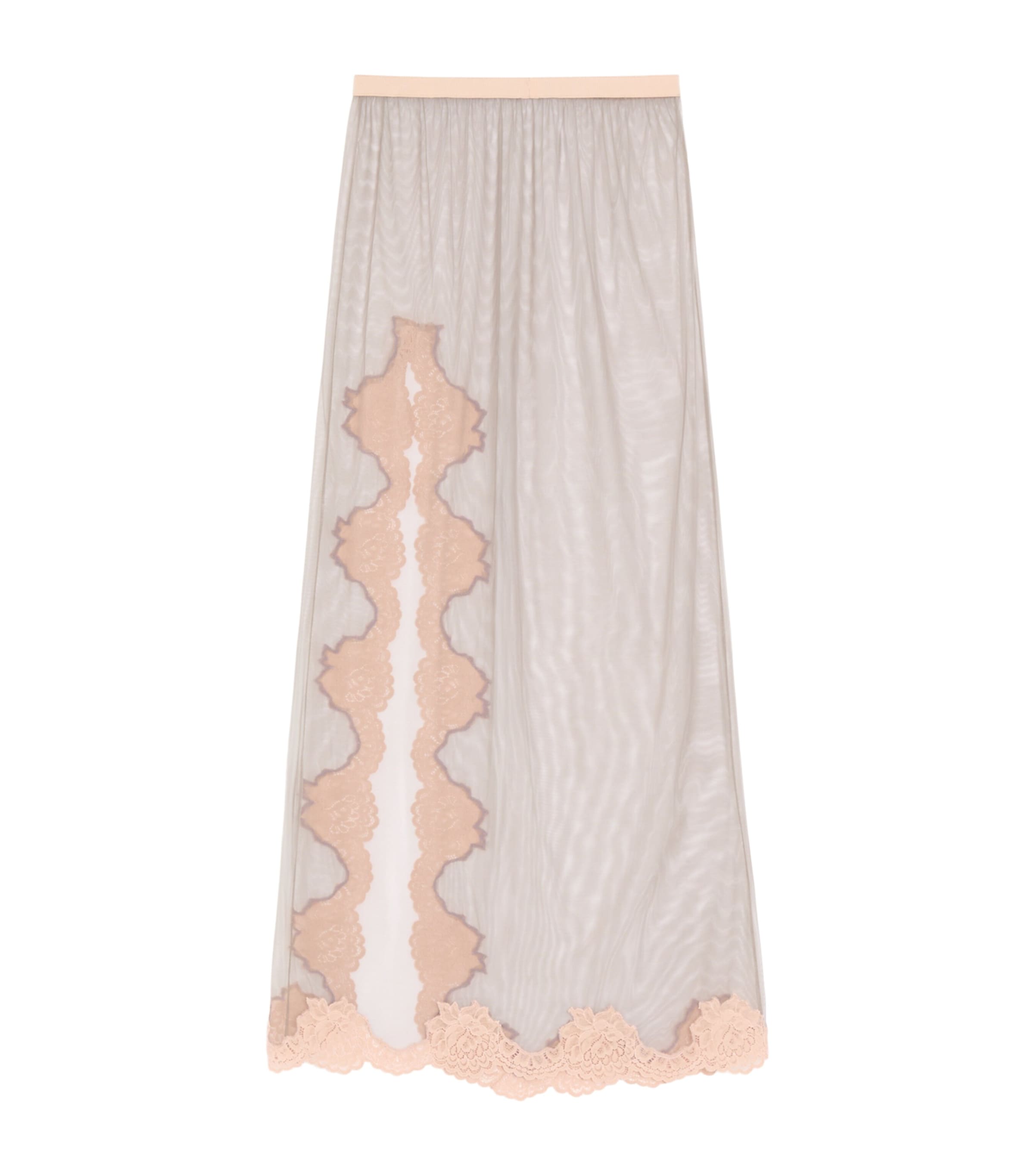 Valentino Womens Sheer Lace-Trim Maxi Skirt Image 2