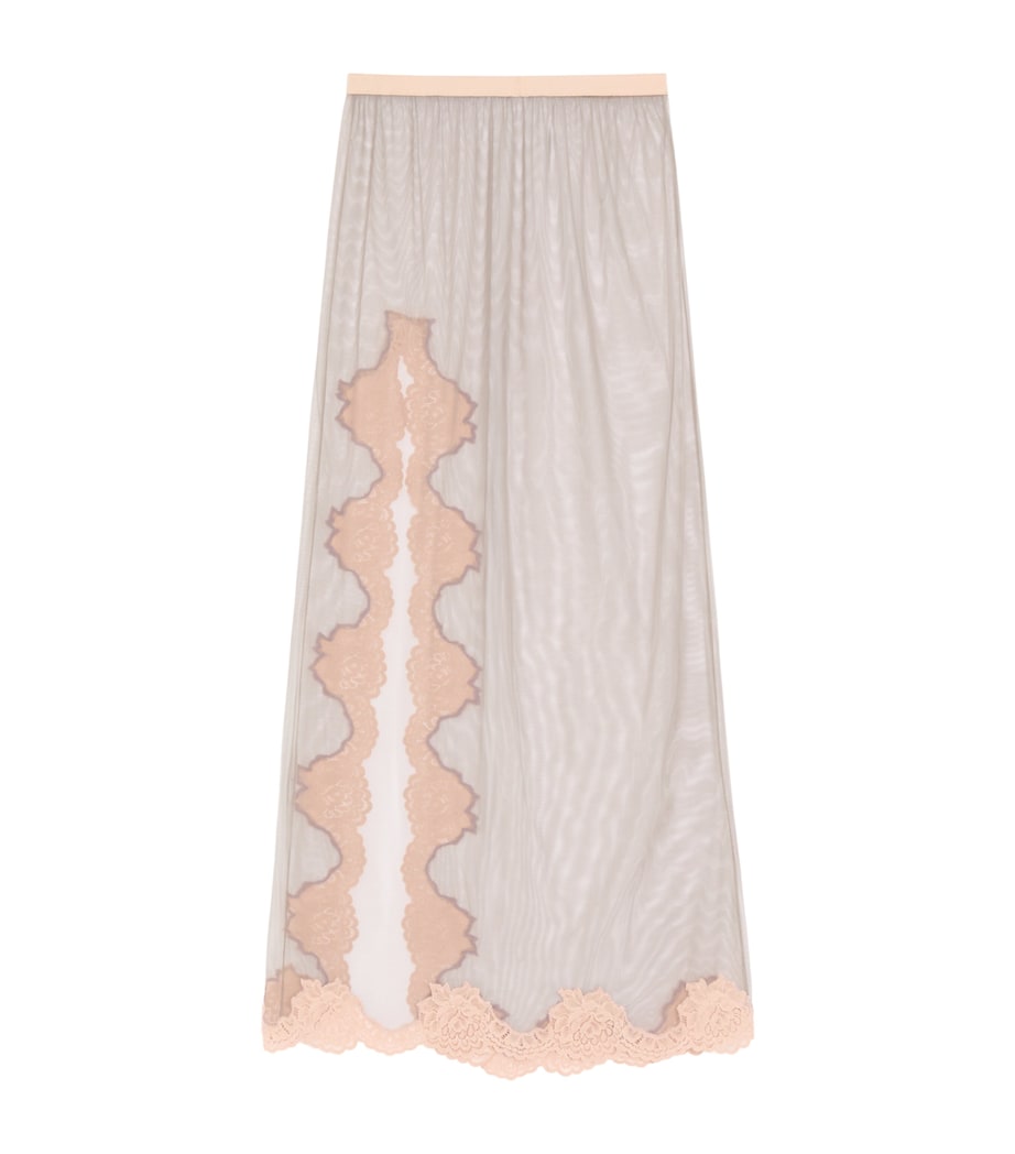 Valentino Womens Sheer Lace-Trim Maxi Skirt Image 2