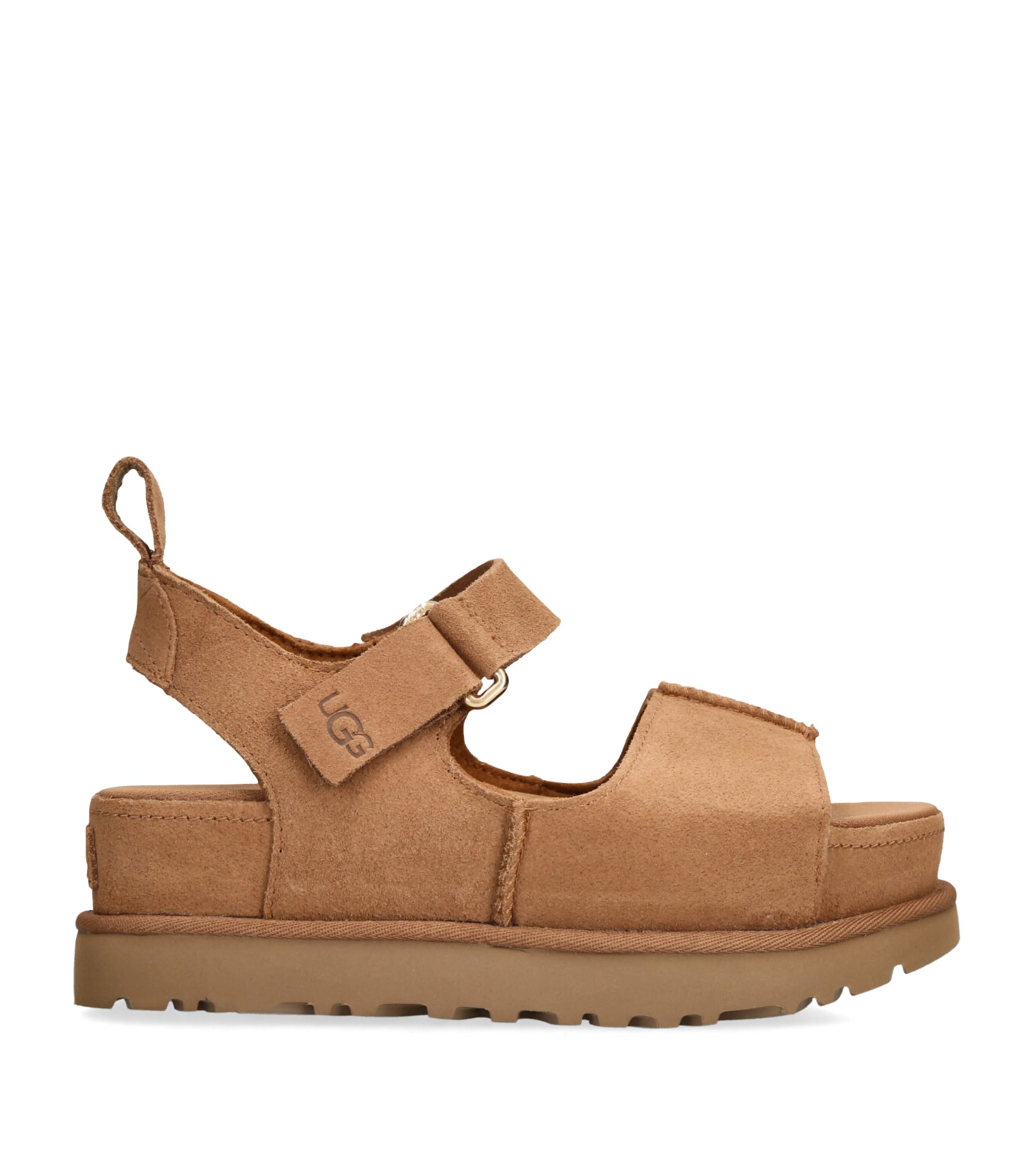 Ugg Goldenstar Hi Suede Sandals Chestnut In Neutral