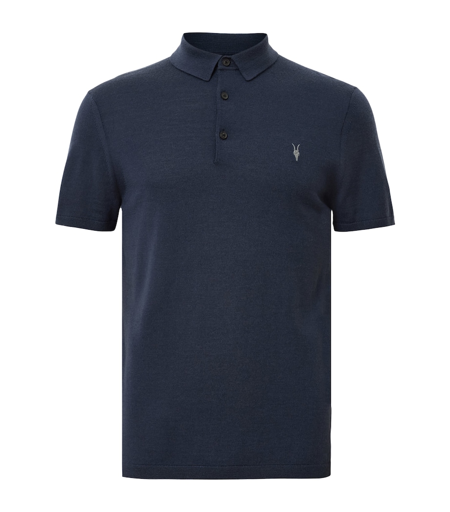 Merino Wool Mode Polo Shirt NAVY BLUE Image 1