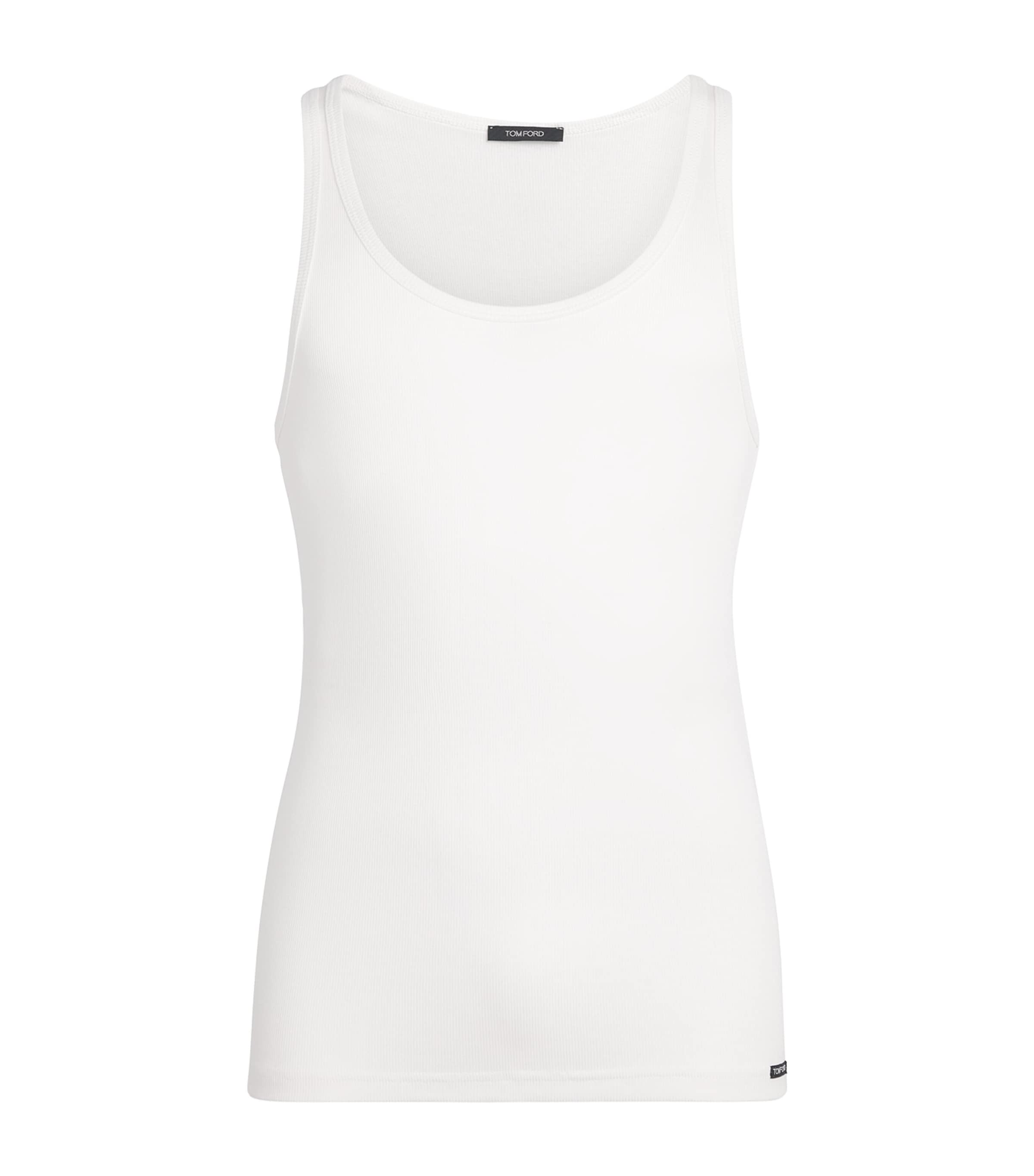 TOM FORD Mens Ribbed Tank Top White Image 1