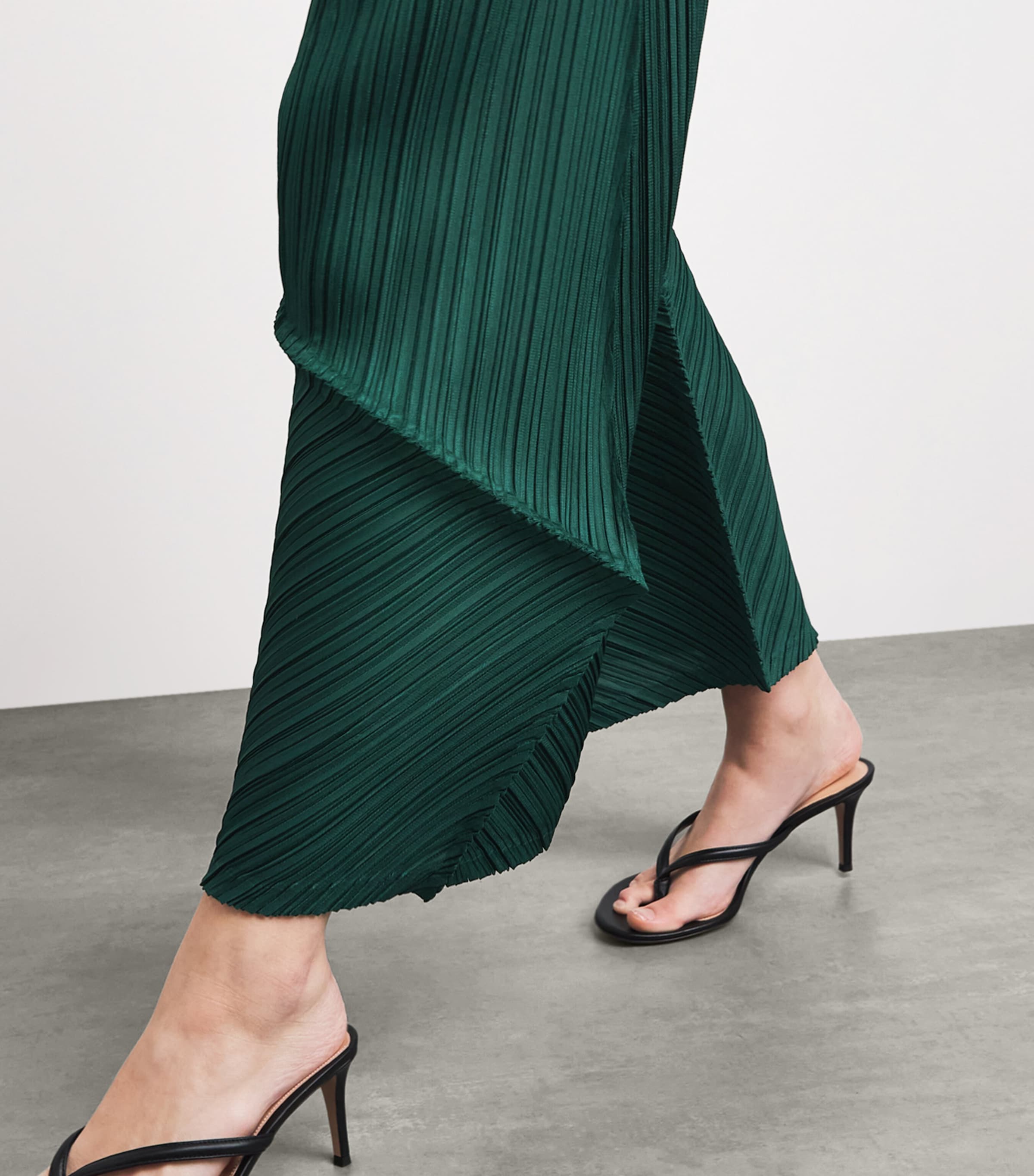 Pleats Please Issey Miyake Womens Thicker Bottoms 2 Flared Trousers Dark Green Image 3