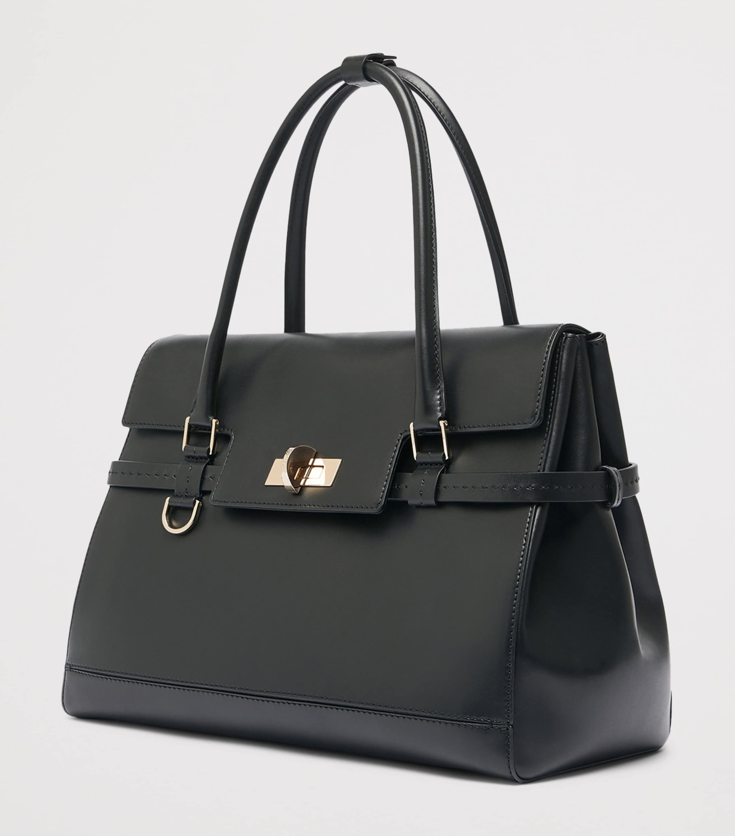 Medium Leather Margaux Top-Handle Bag BLACK Image 3
