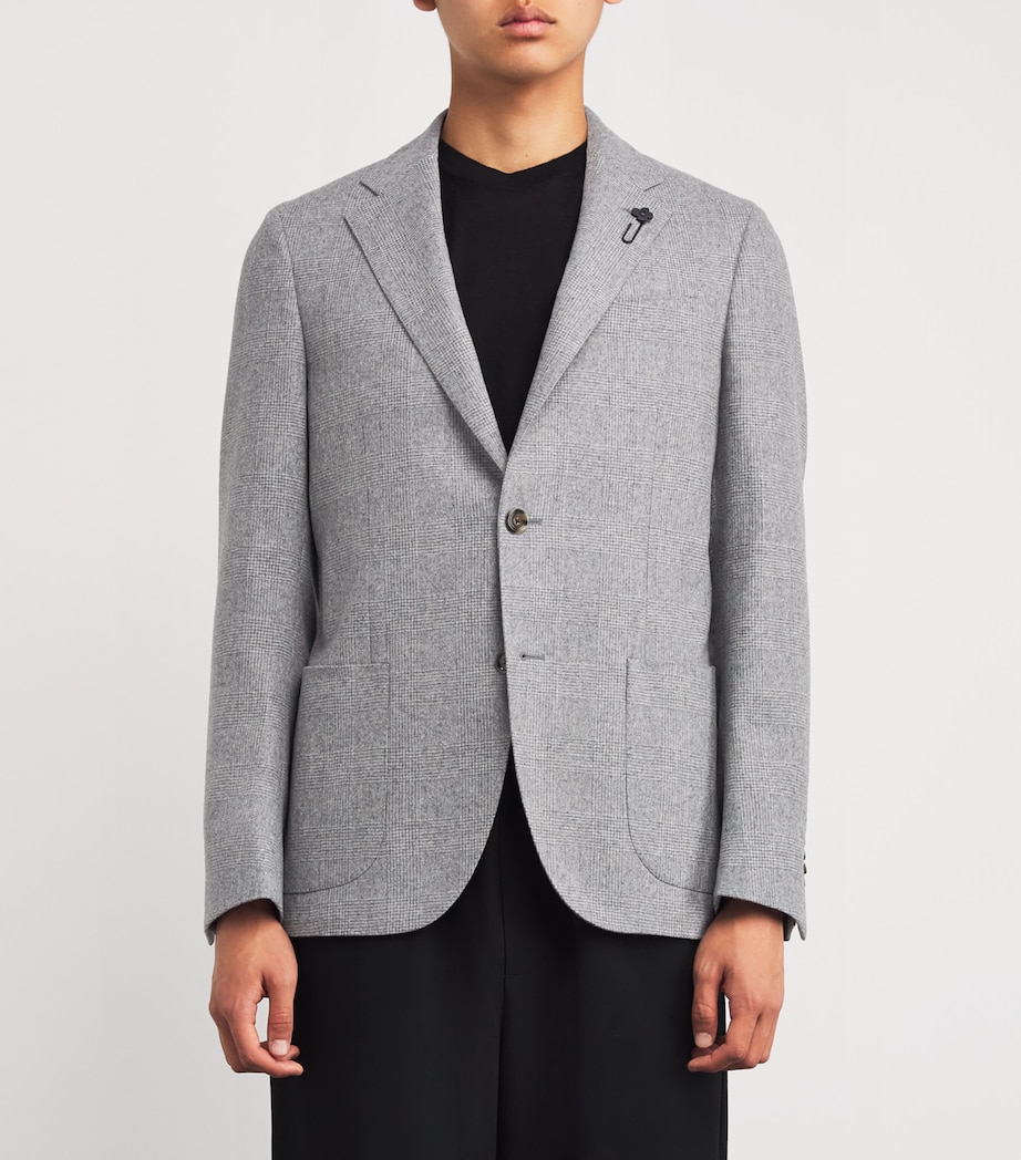 Virgin Wool-Cashmere Check Blazer 910GR Image 3