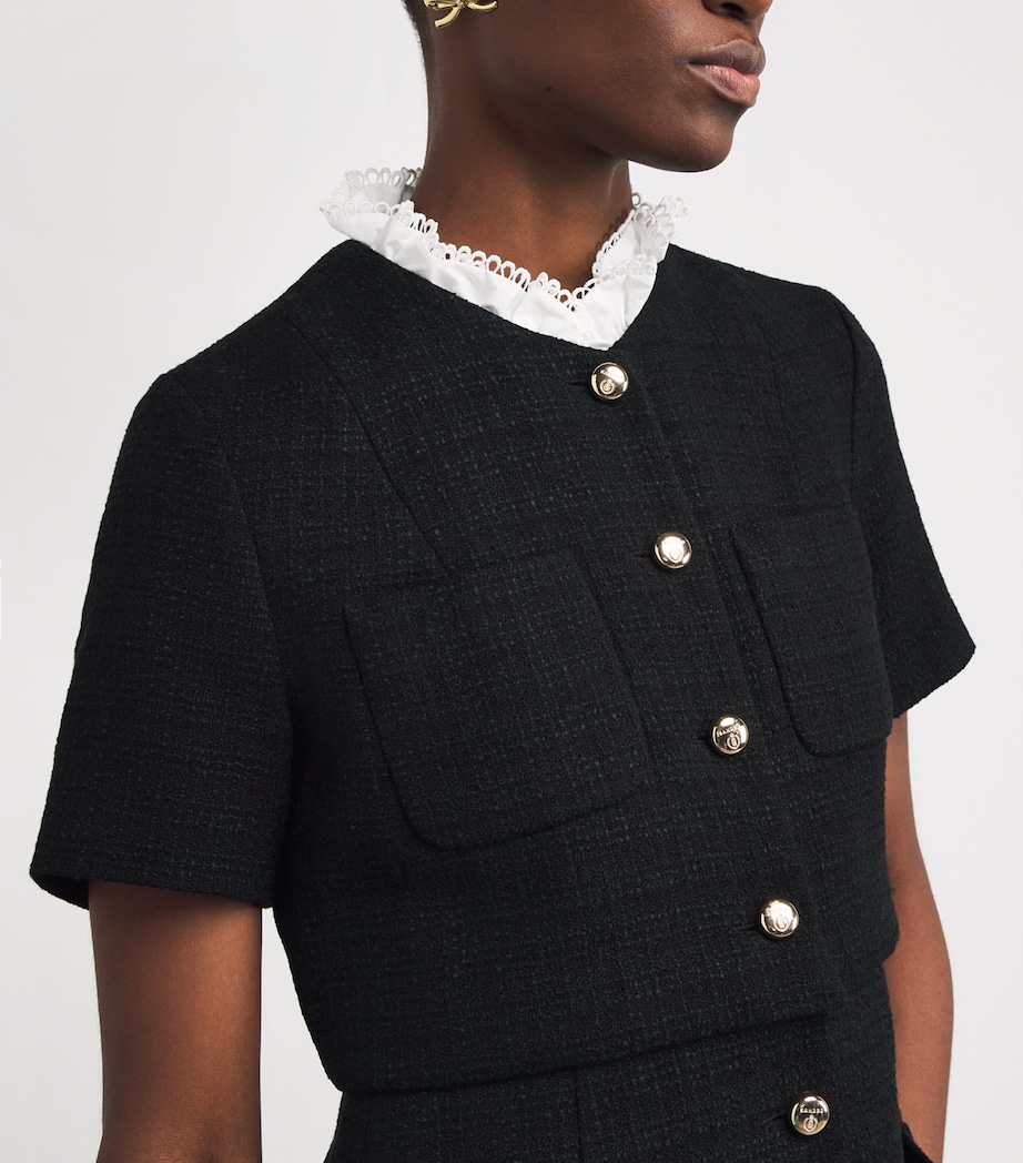 Tweed Ruffle-Collar Mini Dress BLACK Image 4