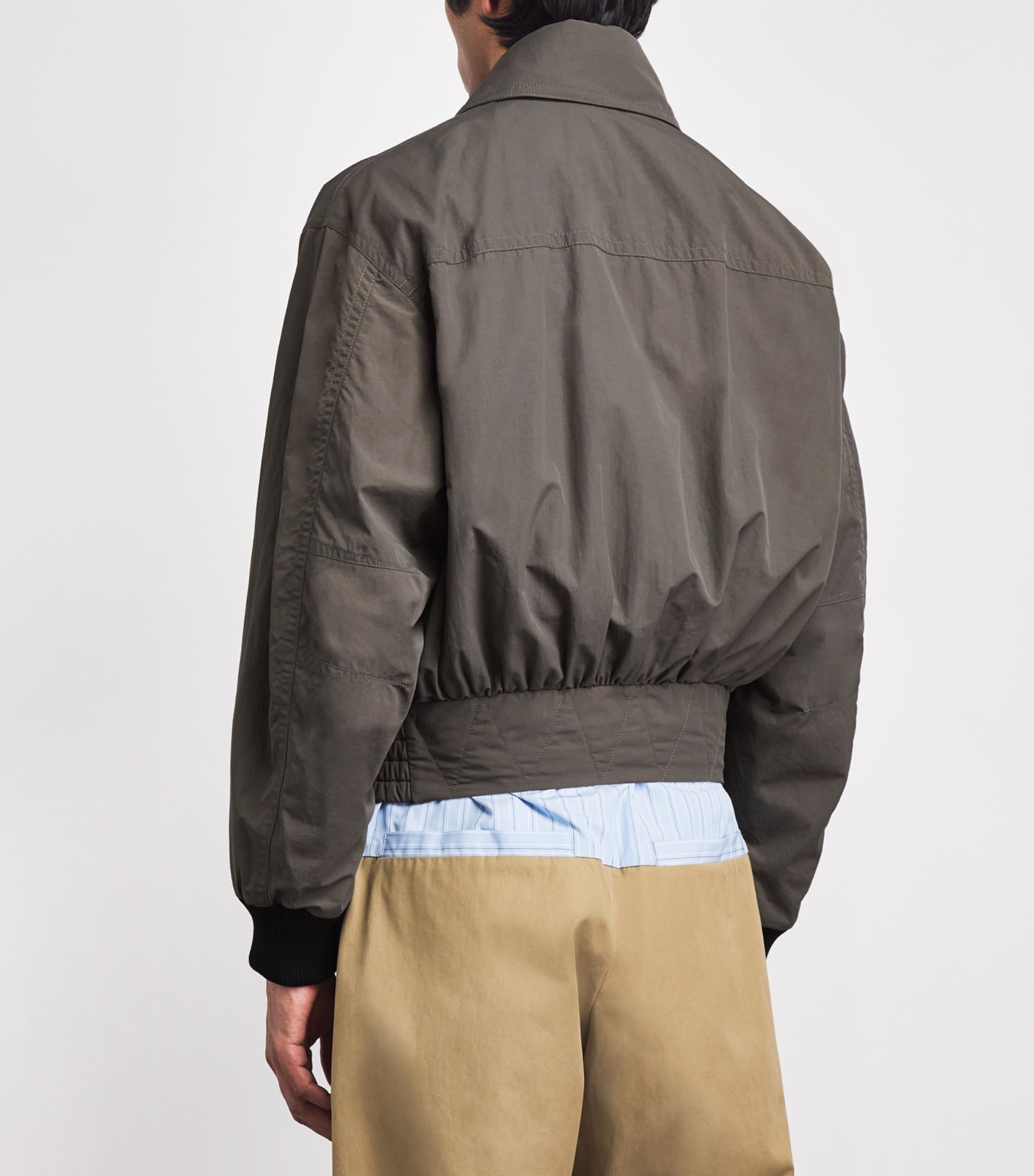 DRIES VAN NOTEN Mens Water-Repellent Hybrid Bomber Jacket Khaki Image 5