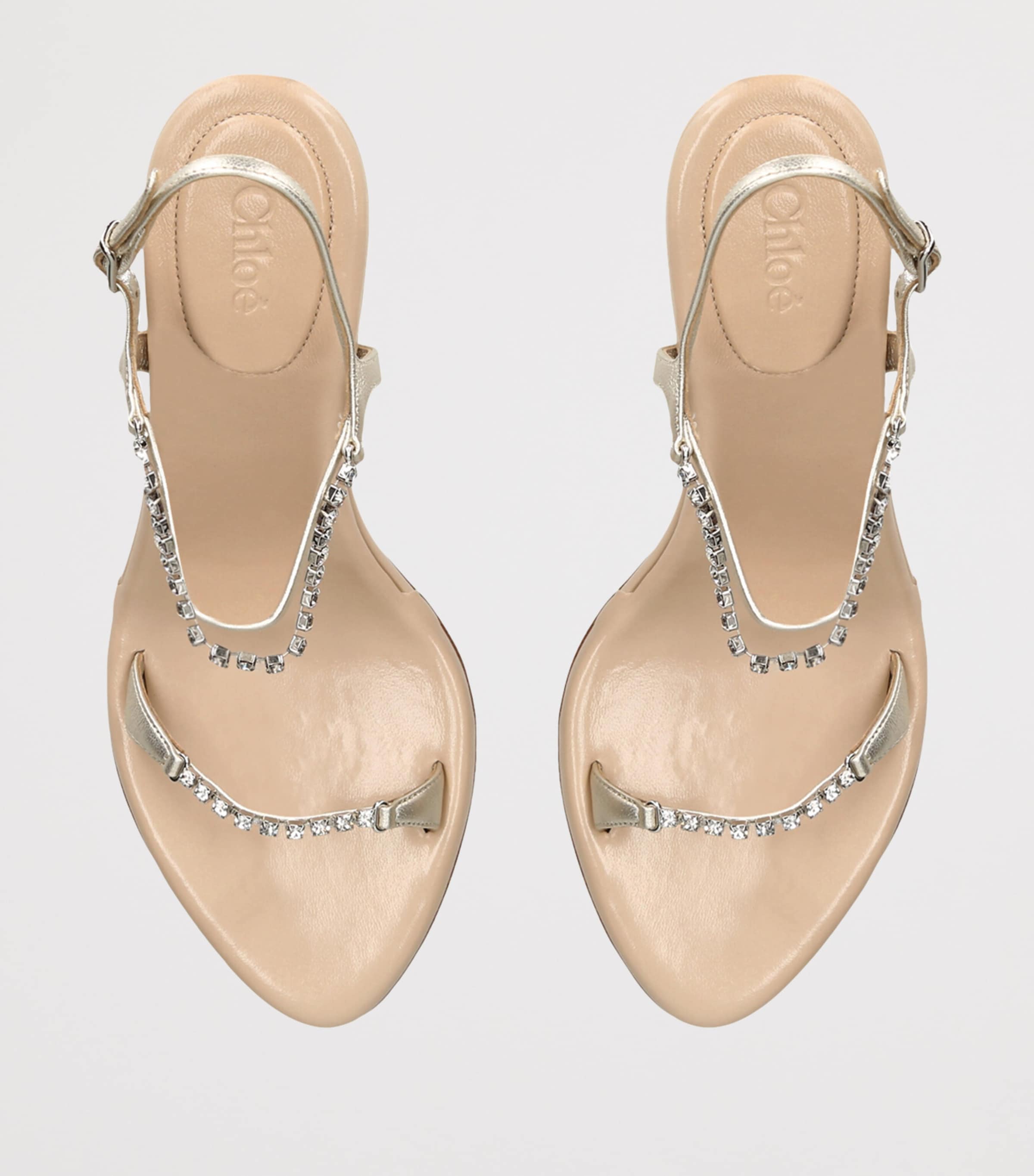 Chloé Metallic Leather Zia Heeled Sandals 80 Bone Image 4