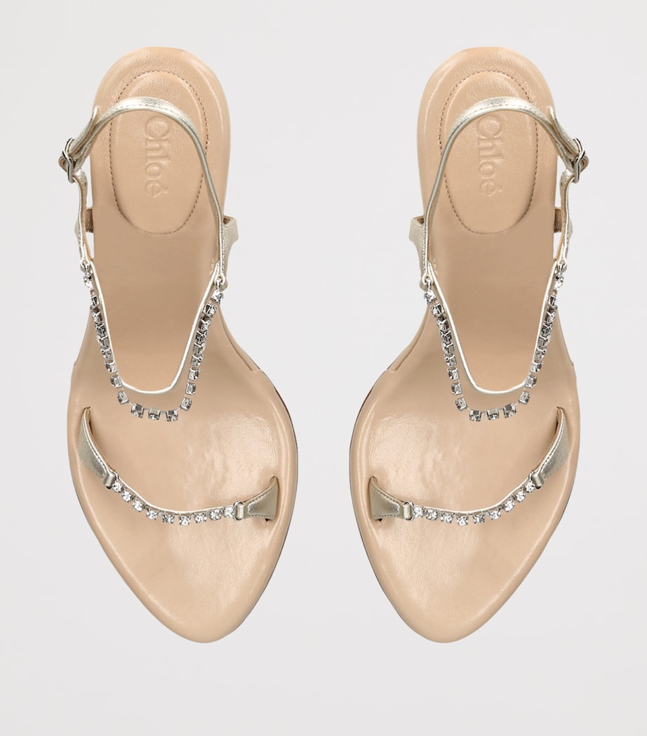 Chloé Metallic Leather Zia Heeled Sandals 80 Bone Image 4