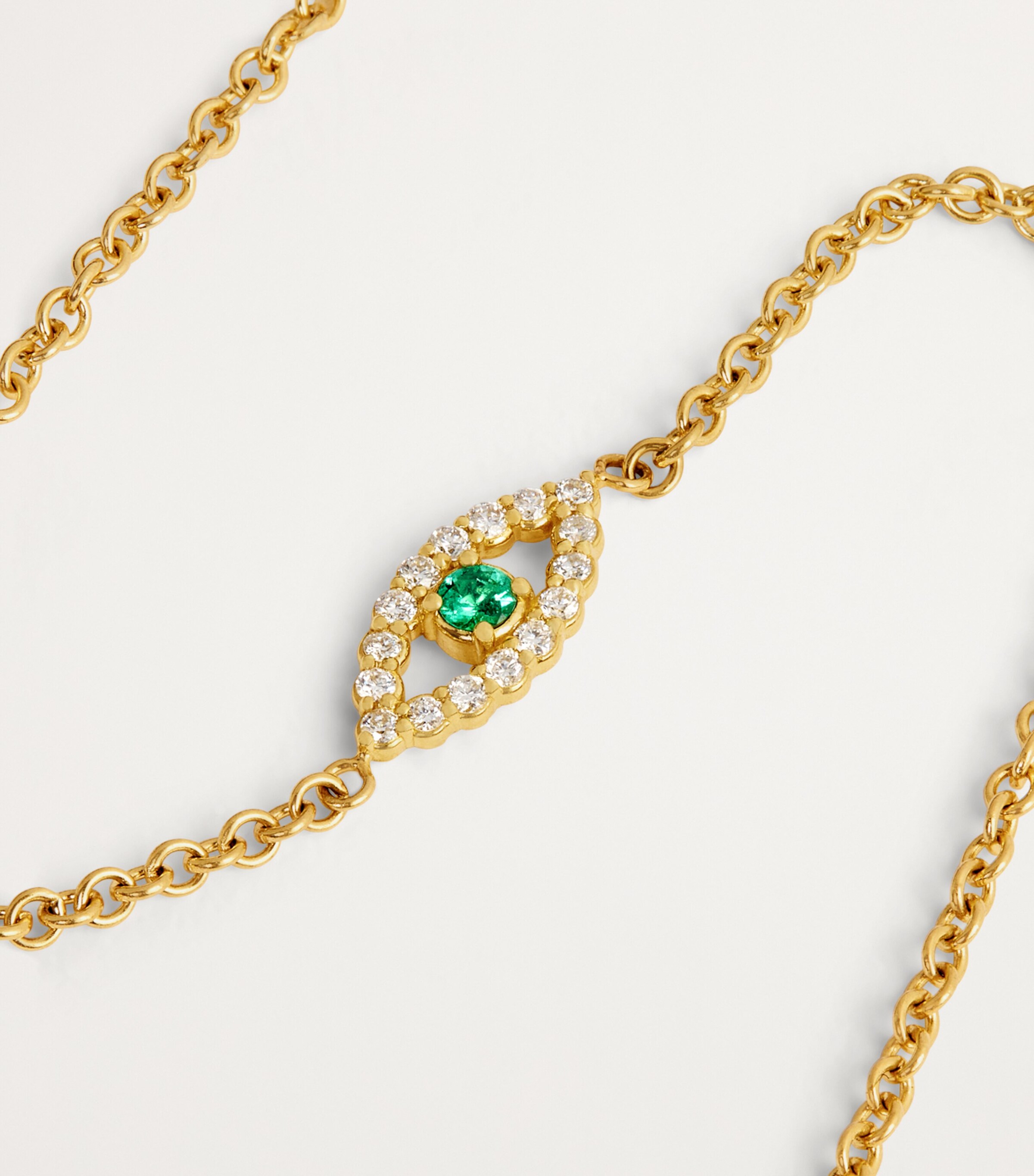 Jennifer Meyer Yellow Gold, Diamond and Emerald Evil Eye Bracelet Yellow Gold Image 4
