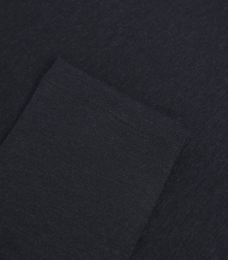 Silk-Cashmere Long-Sleeve T-Shirt 0019 BLACK Image 5