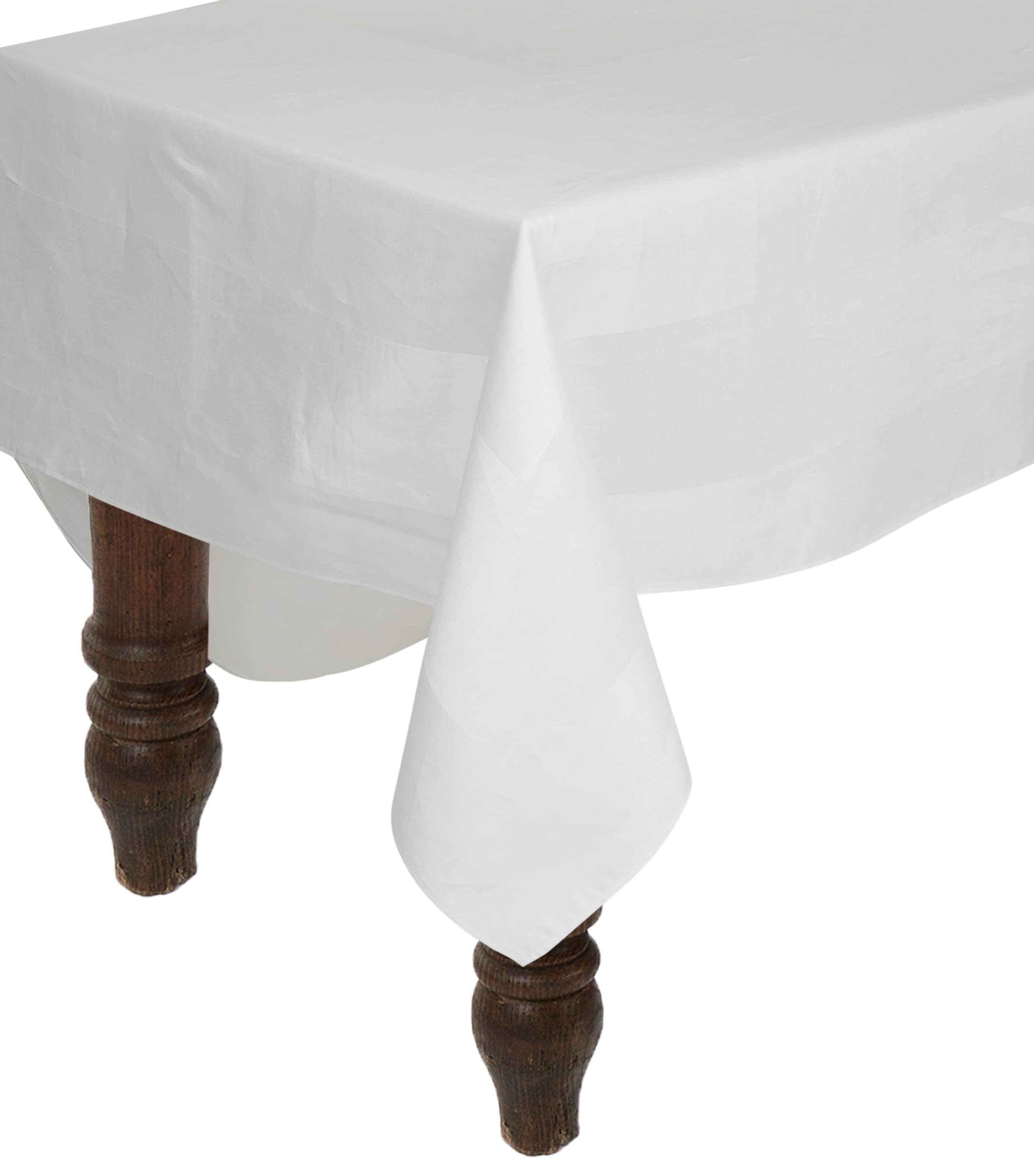 Thomas Ferguson Satin Band Tablecloth In White