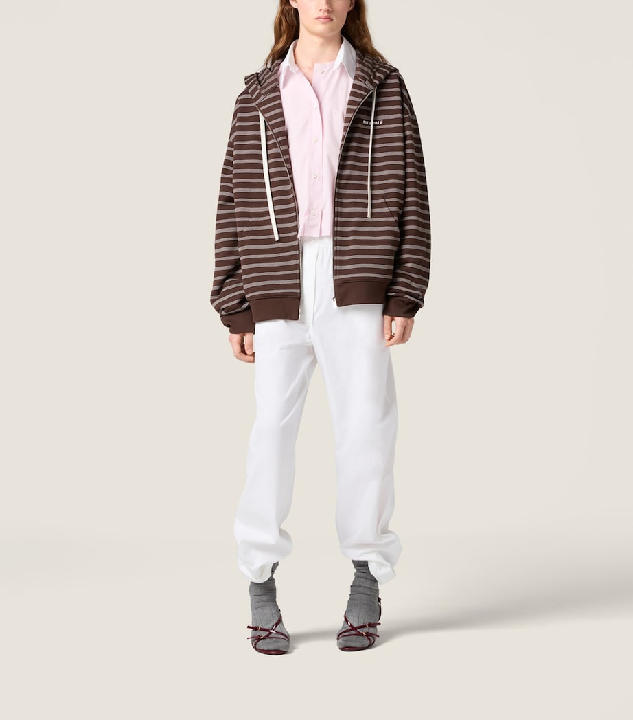 Cotton Stripe Zip-Up Hoodie F0O7E Image 2