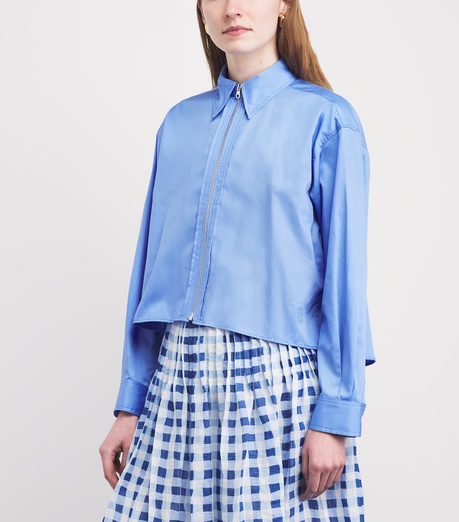 Sandro Paris Womens Cotton Zipped Shirt Blue Image 4