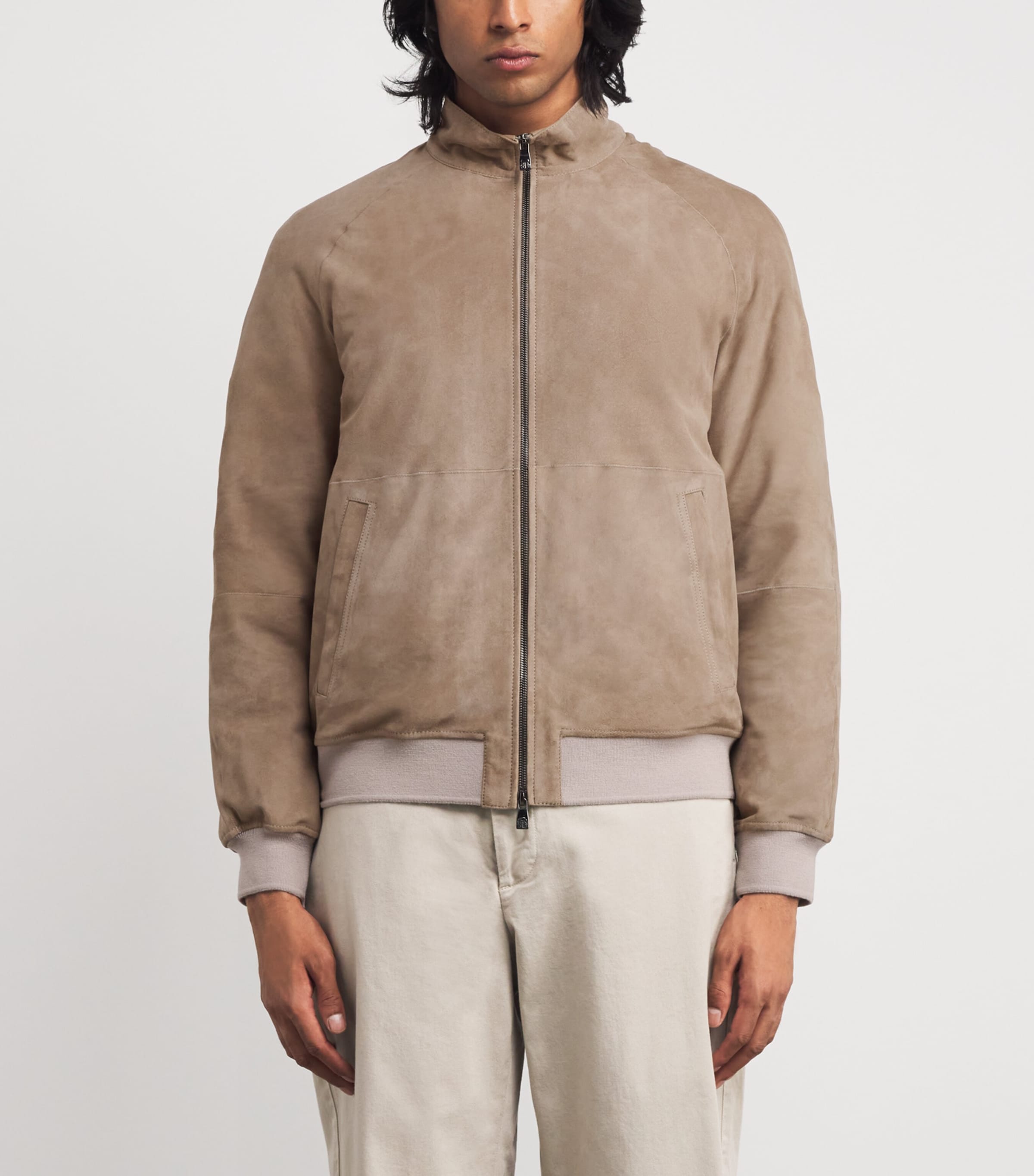 Suede Padded Bomber Jacket 025 GREY Image 3