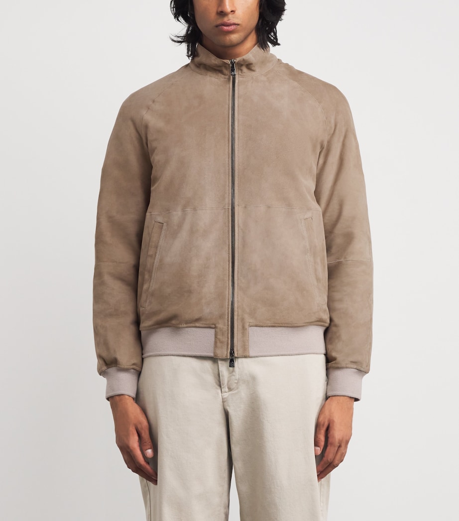 Suede Padded Bomber Jacket 025 GREY Image 3